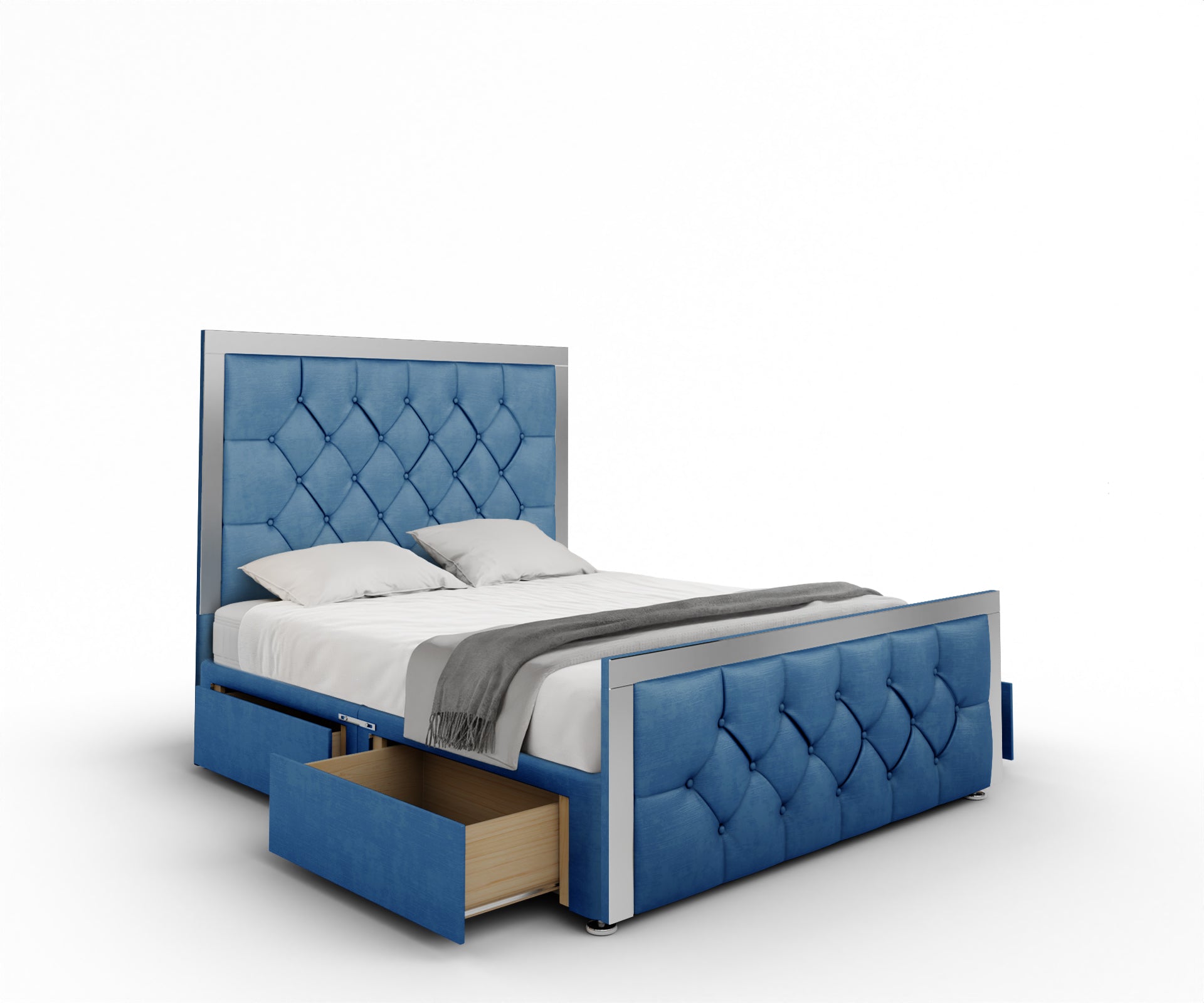 Chesterfield Mirrored Divan Bed Set With Footboard