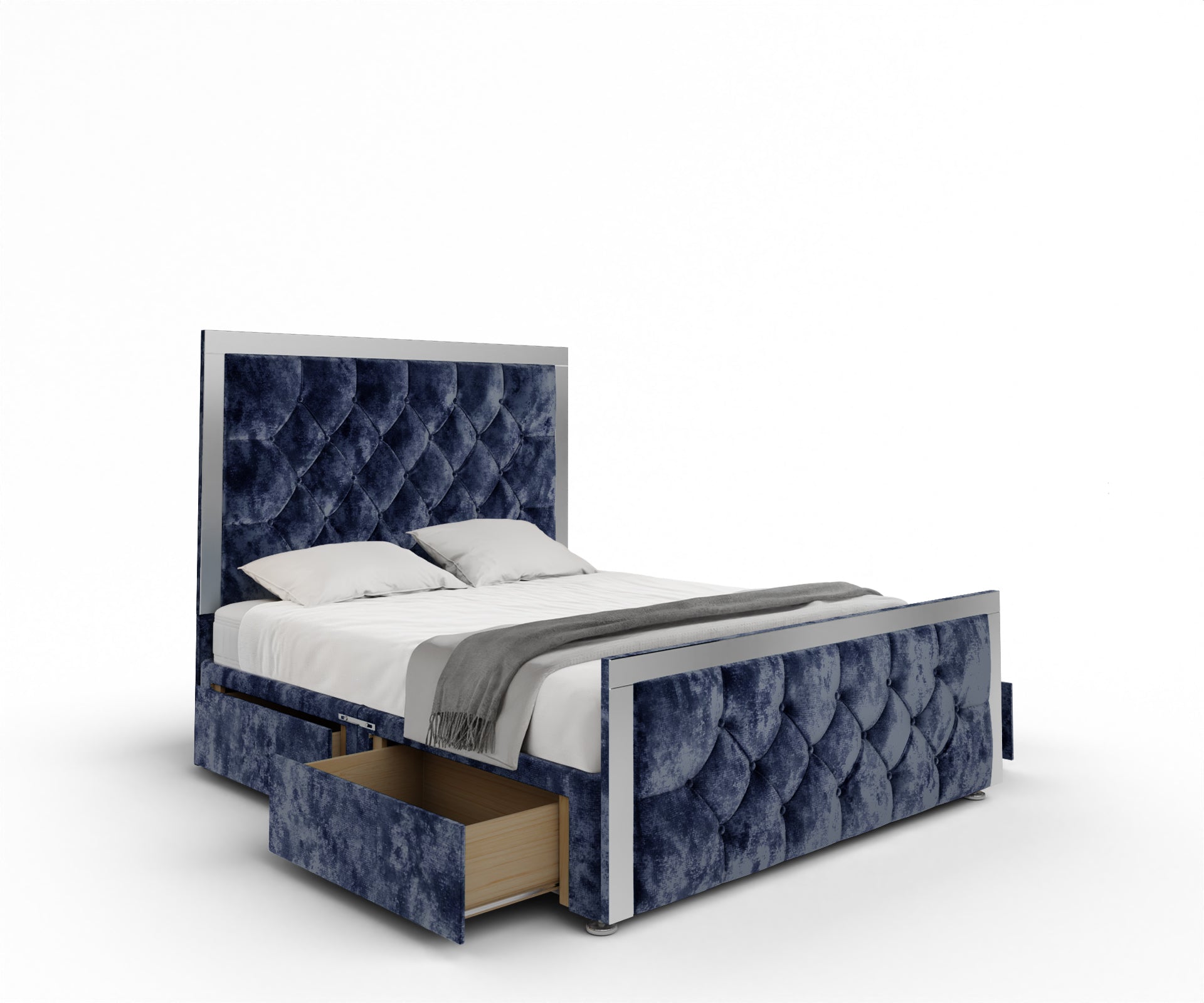 Chesterfield Mirrored Divan Bed Set With Footboard