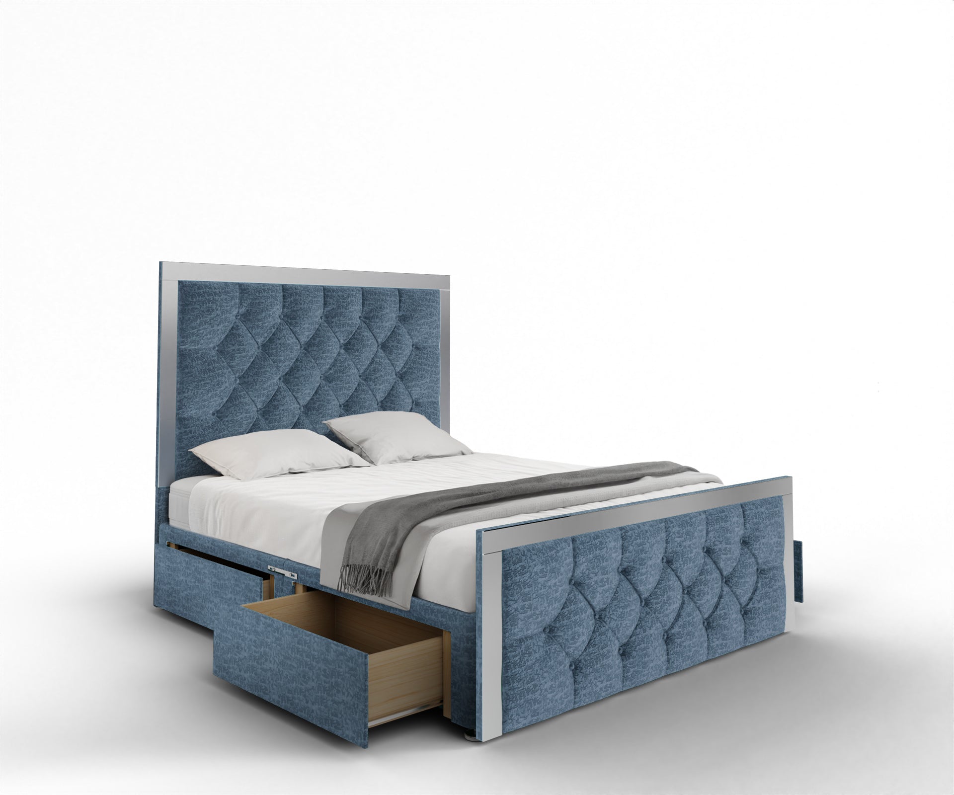 Chesterfield Mirrored Divan Bed Set With Footboard