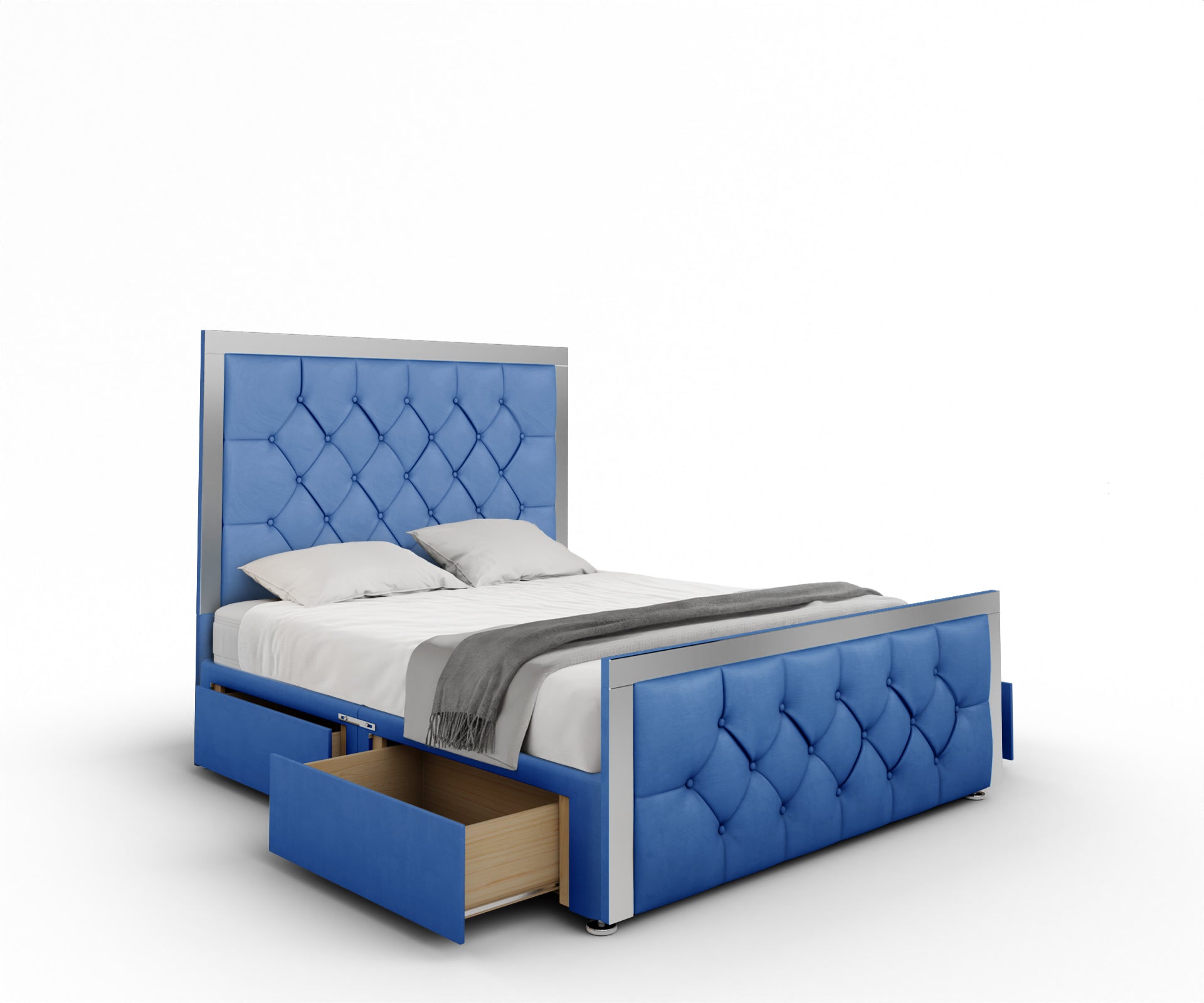 Chesterfield Mirrored Divan Bed Set With Footboard