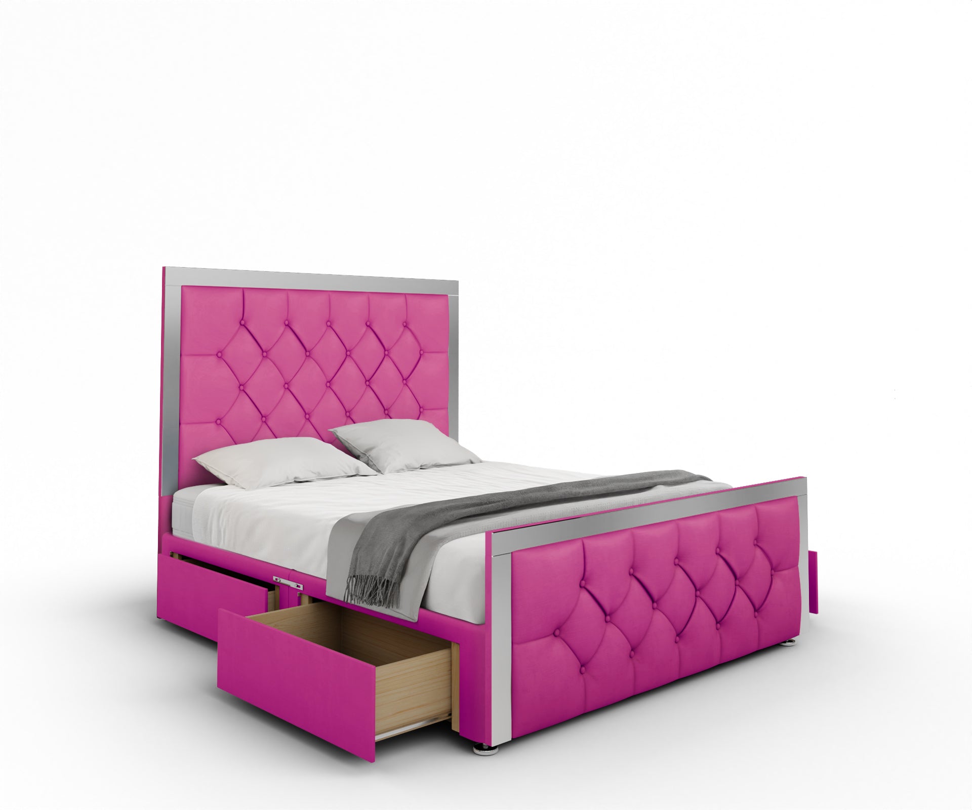 Chesterfield Mirrored Divan Bed Set With Footboard