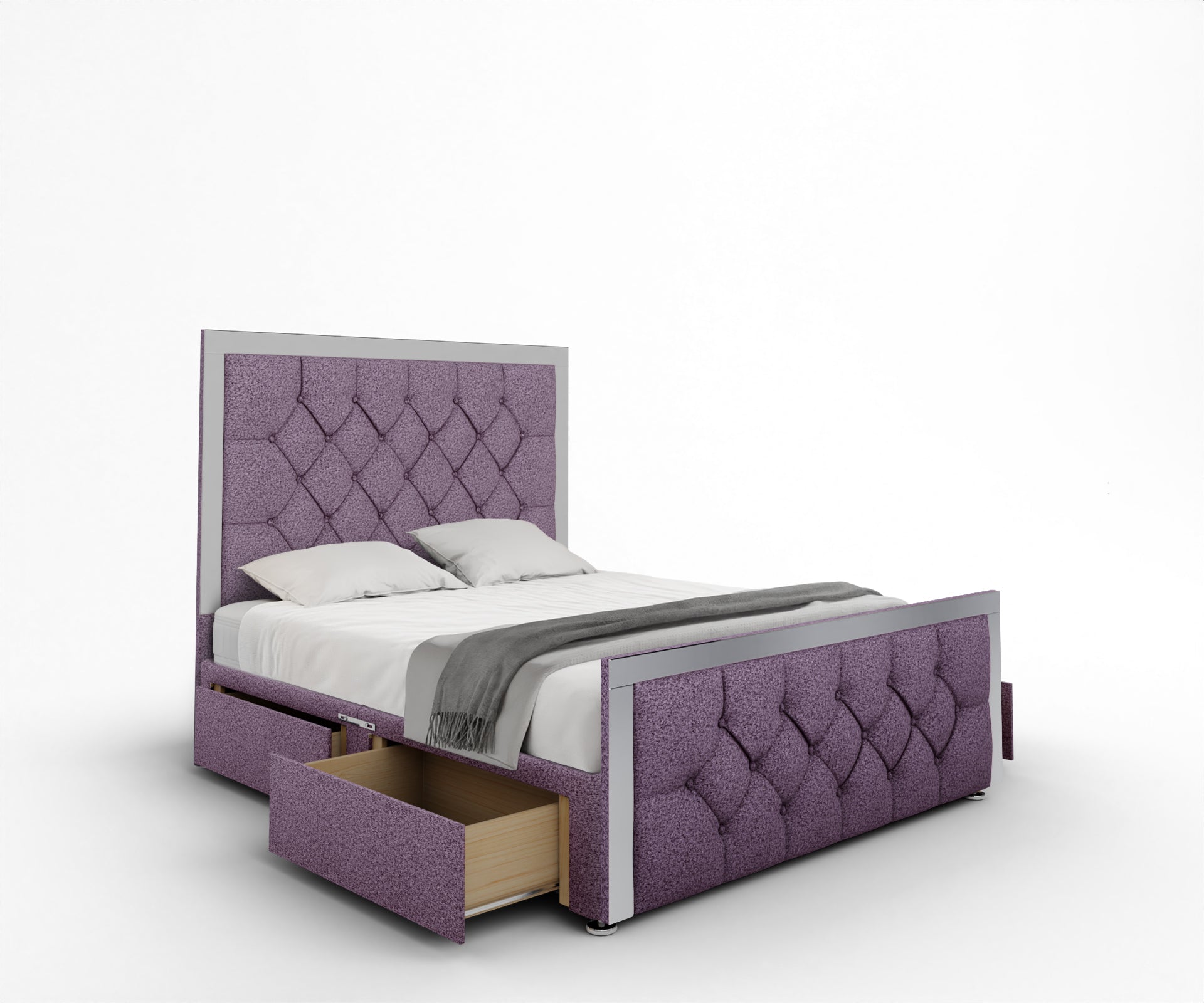 Chesterfield Mirrored Divan Bed Set With Footboard