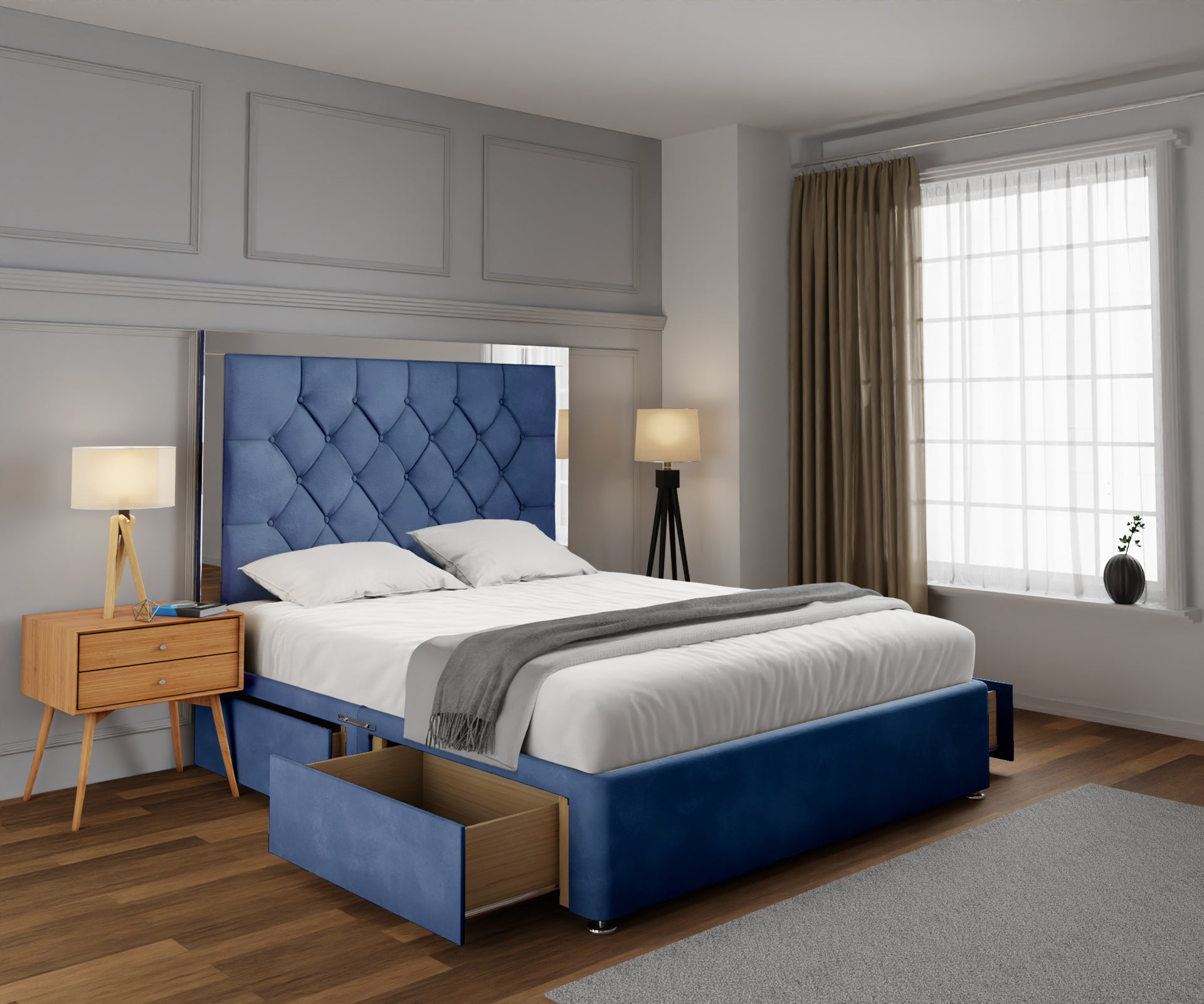 Chesterfield Mirrored Divan Bed Set