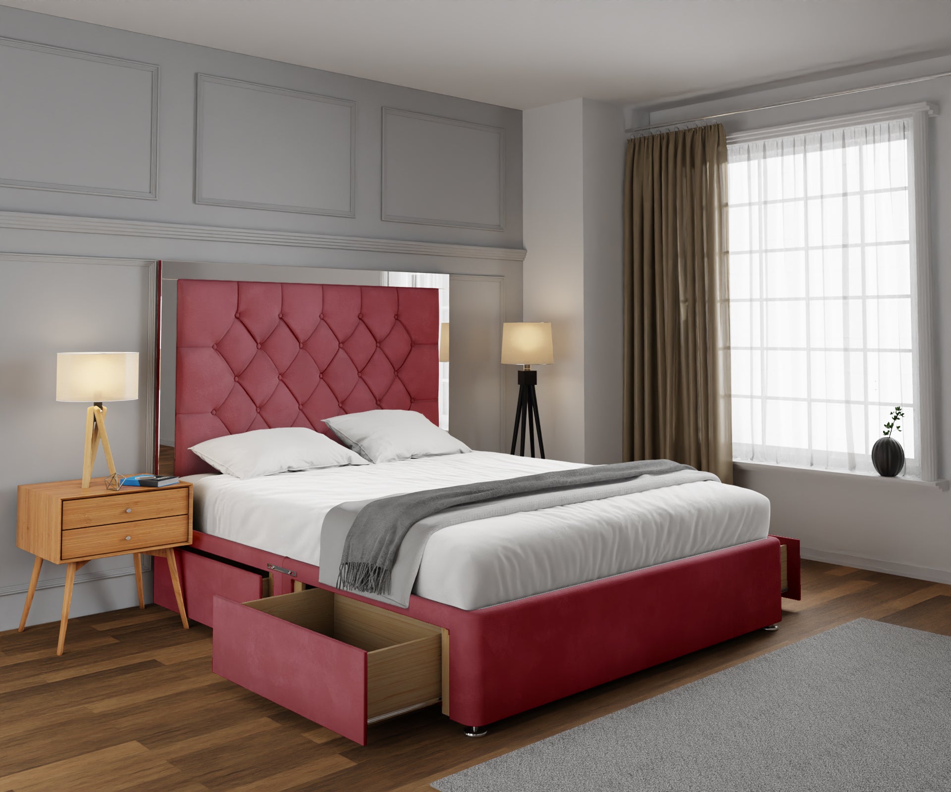 Chesterfield Mirrored Divan Bed Set