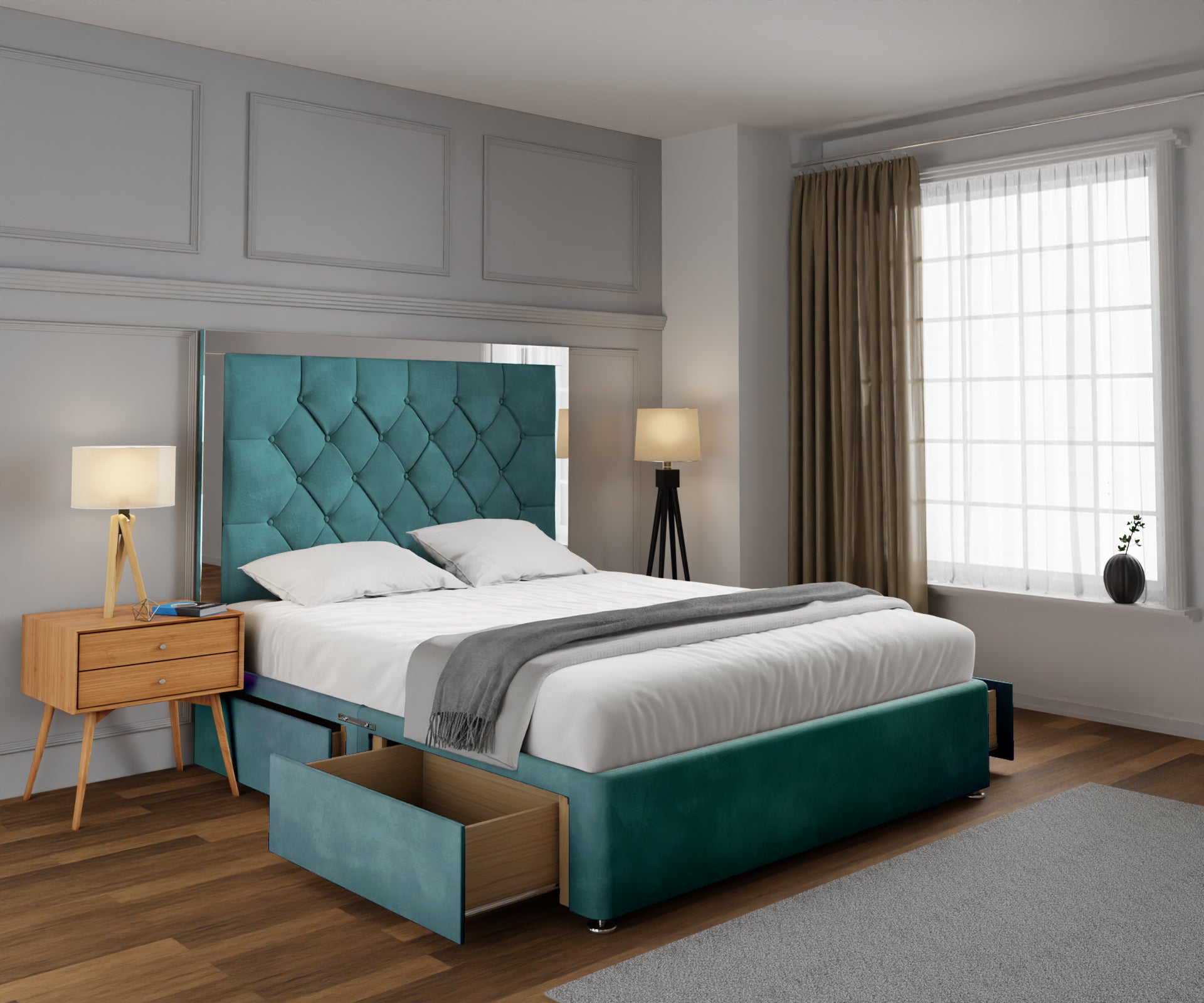 Chesterfield Mirrored Divan Bed Set