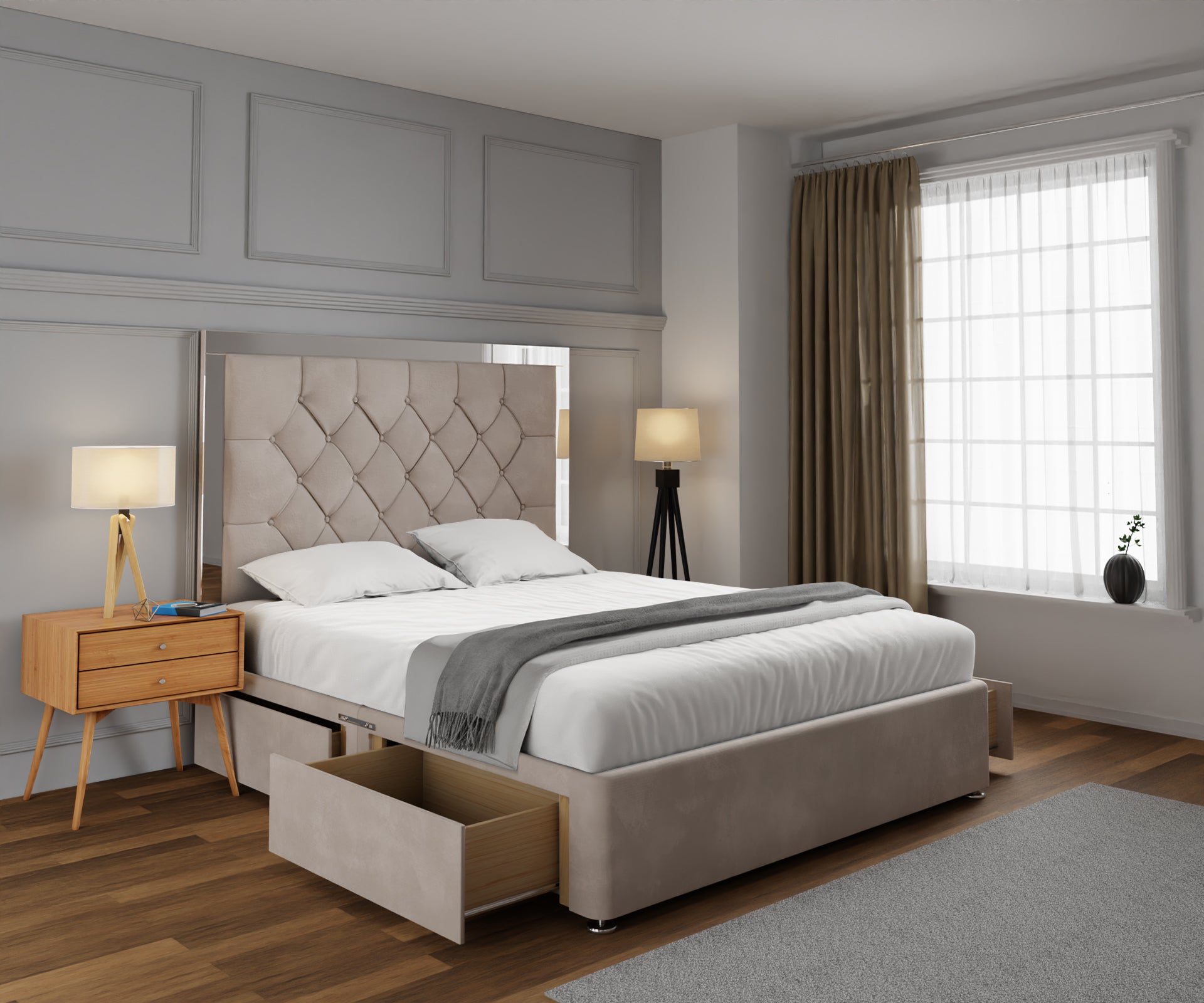 Chesterfield Mirrored Divan Bed Set