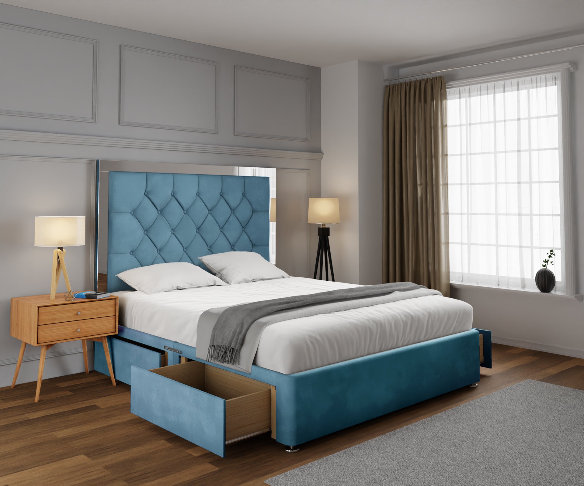 Chesterfield Mirrored Divan Bed Set