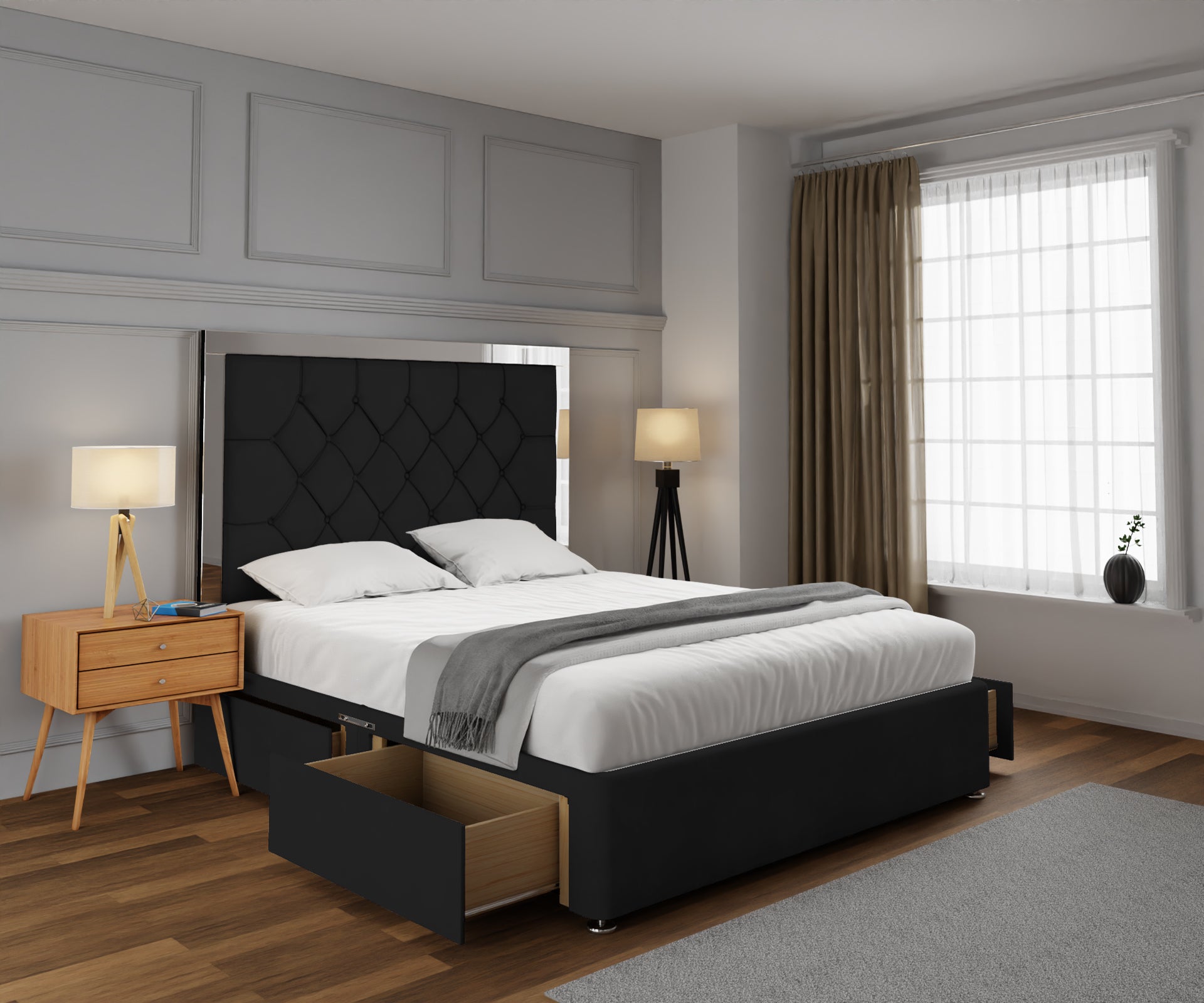 Chesterfield Mirrored Divan Bed Set