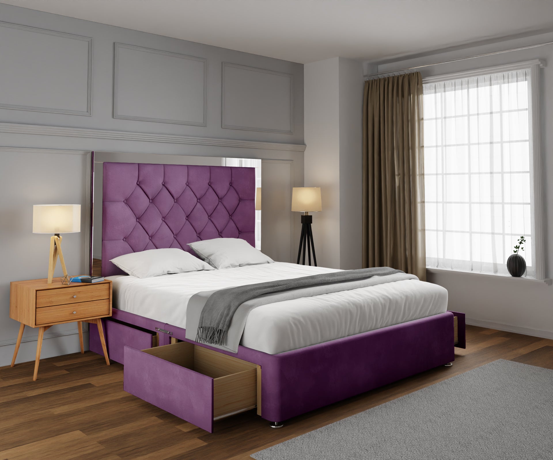 Chesterfield Mirrored Divan Bed Set