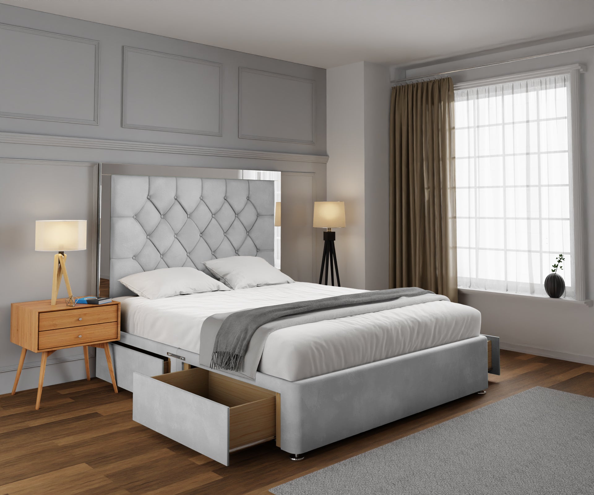 Chesterfield Mirrored Divan Bed Set