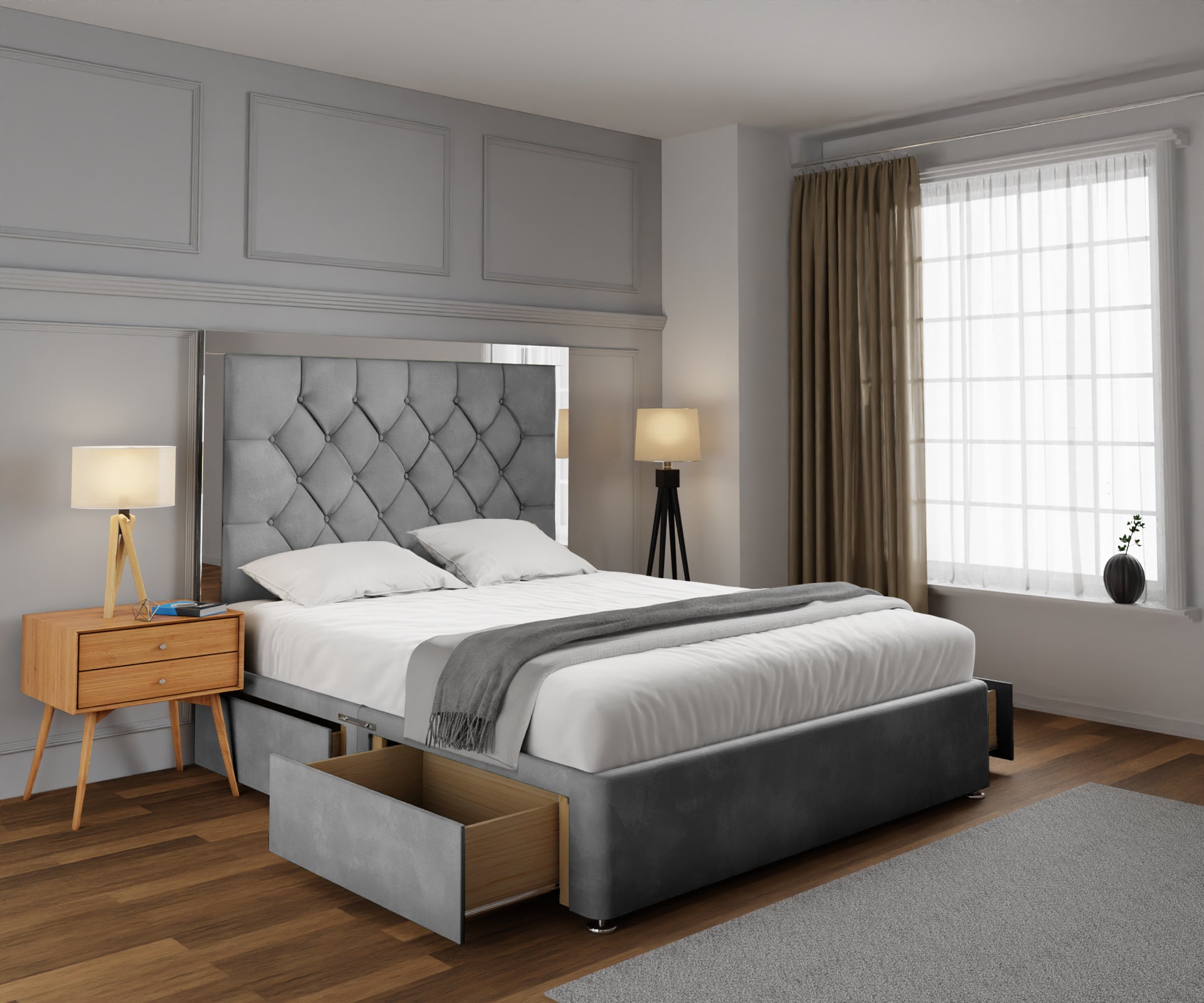 Chesterfield Mirrored Divan Bed Set