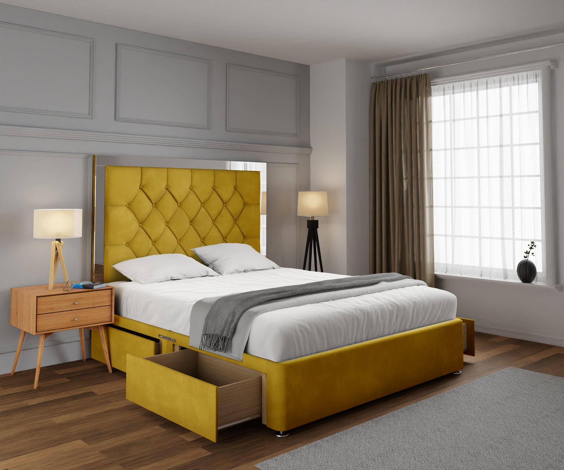 Chesterfield Mirrored Divan Bed Set