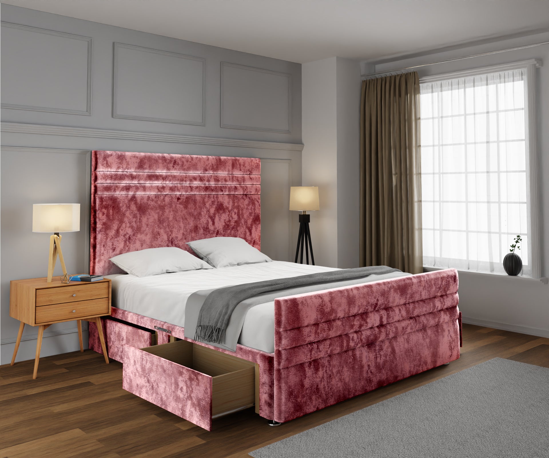 Diane Line Divan Bed Set With Footboard