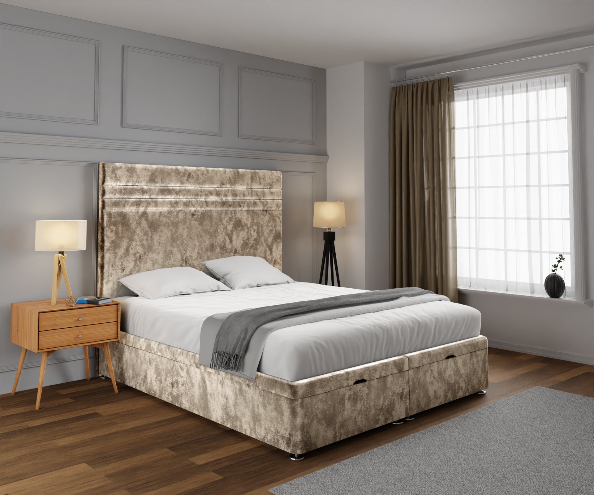 Diane Line Ottoman Storage Divan Bed Set