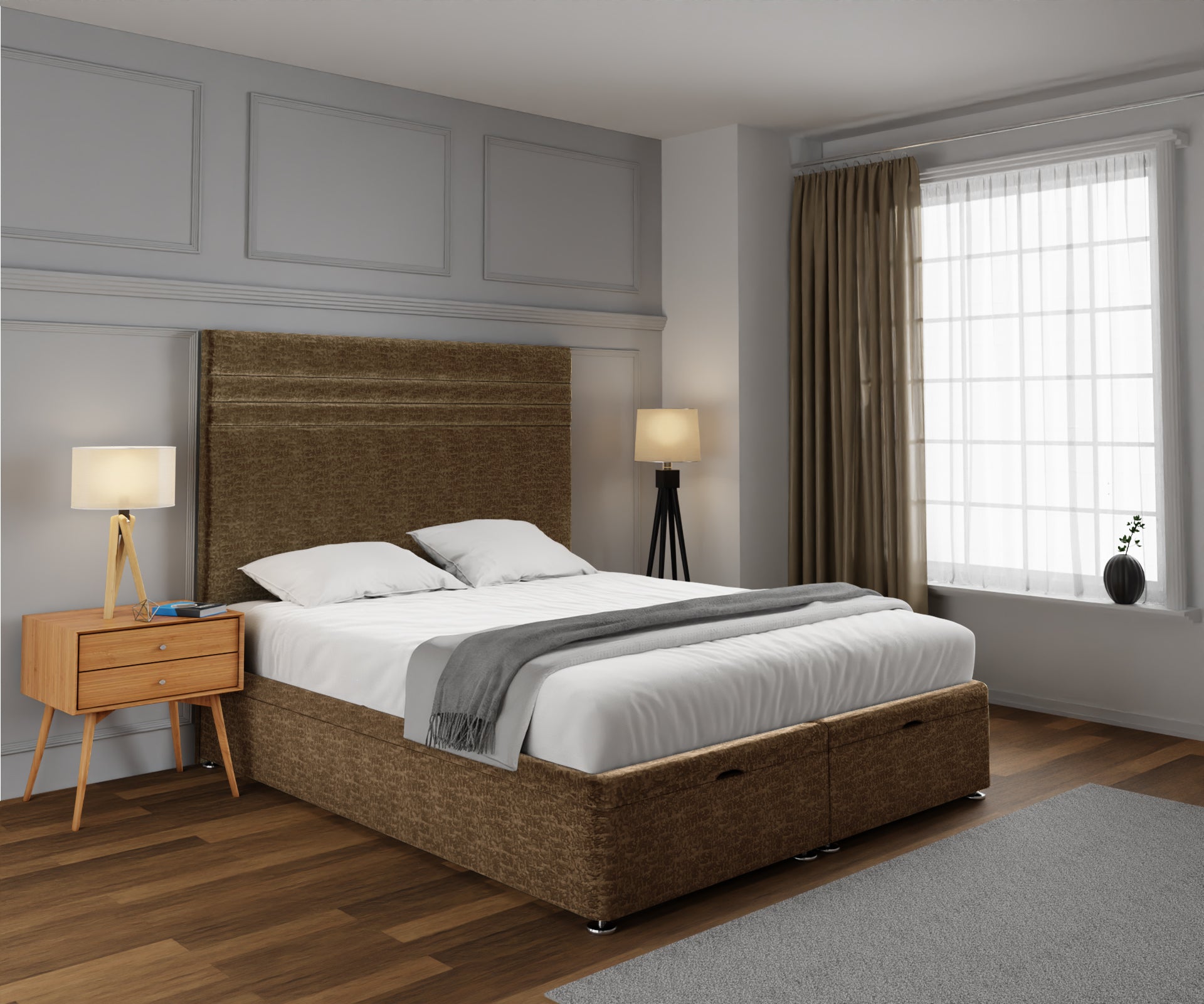 Diane Line Ottoman Storage Divan Bed Set
