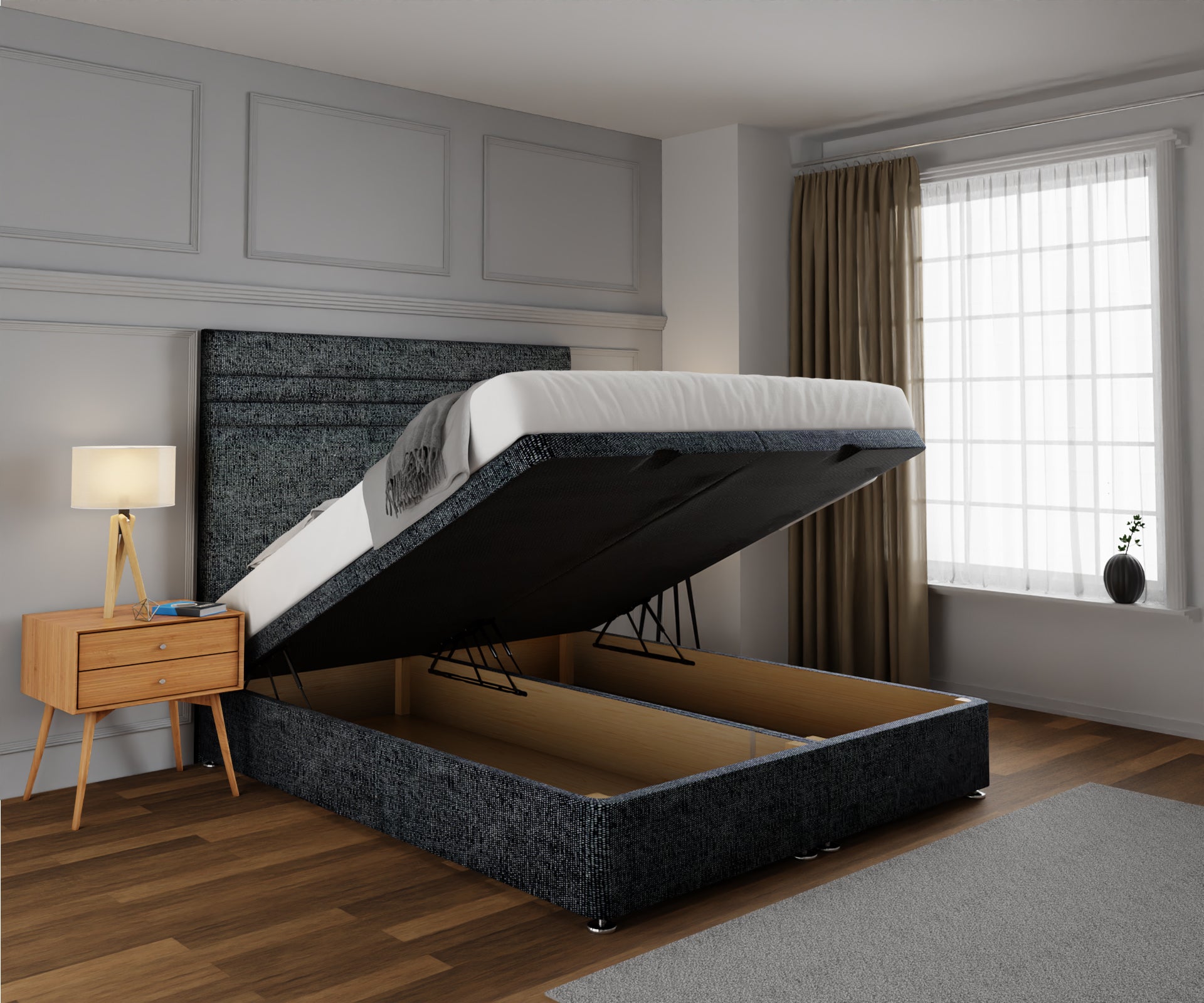 Diane Line Ottoman Storage Divan Bed Set