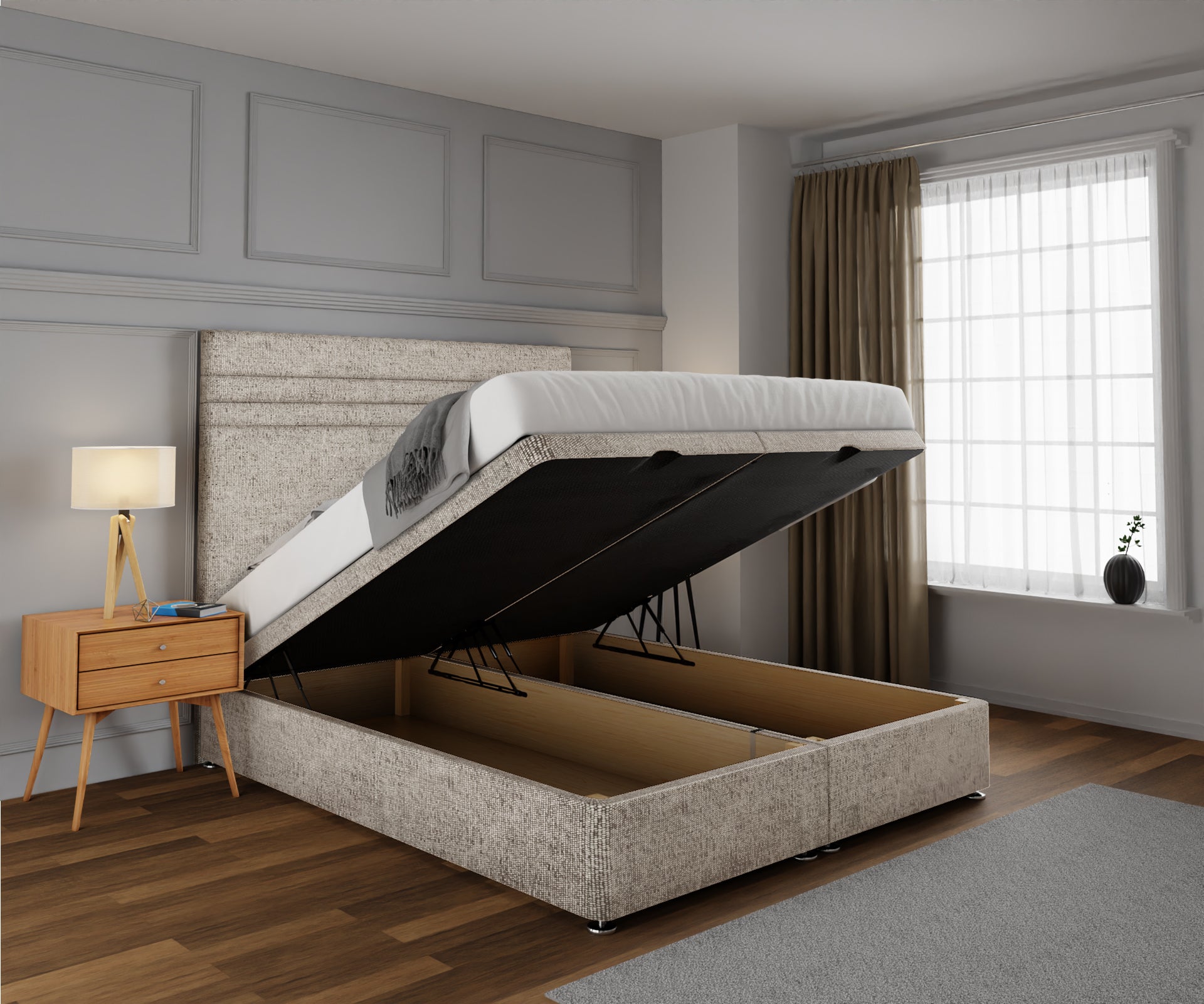 Diane Line Ottoman Storage Divan Bed Set