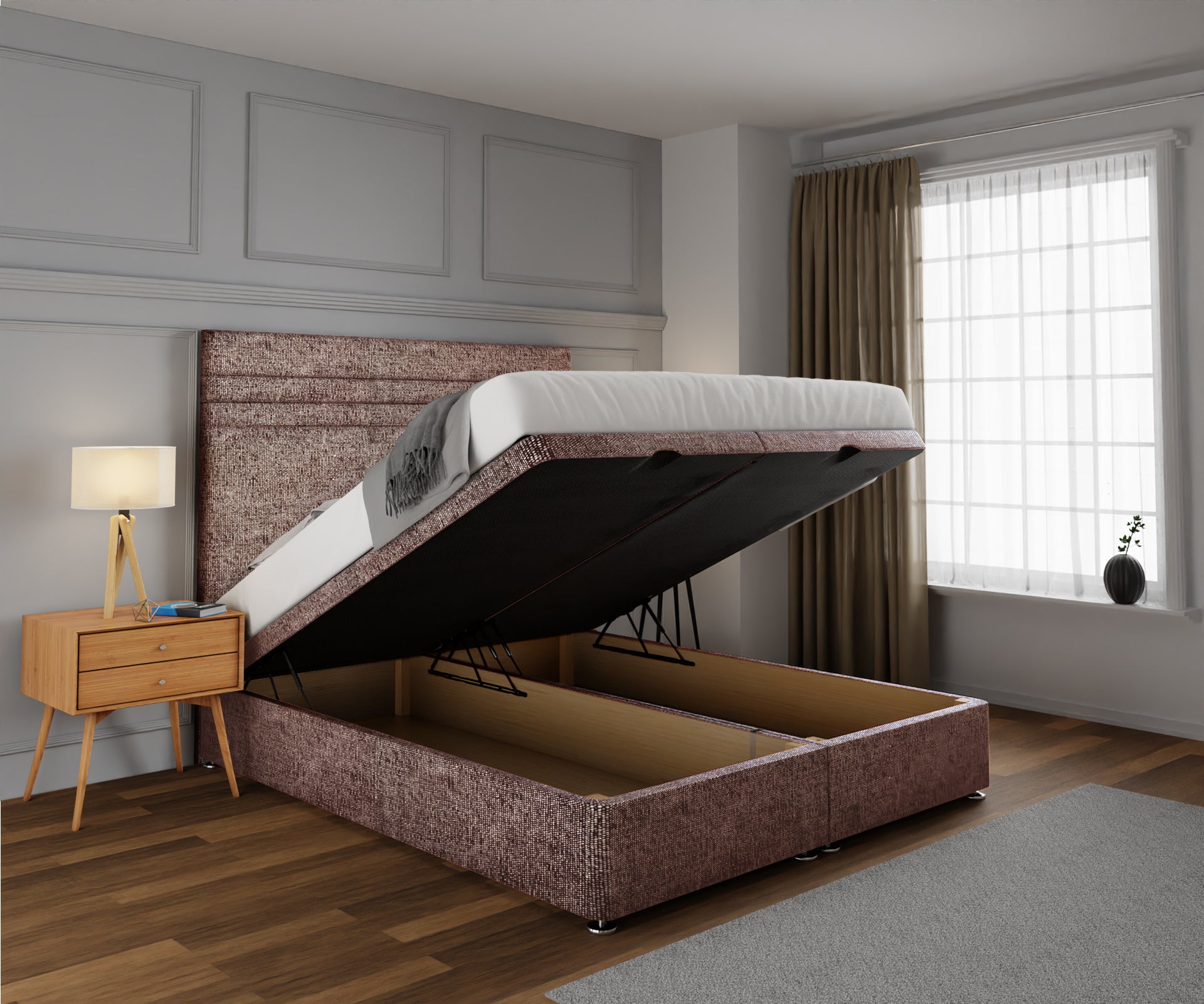 Diane Line Ottoman Storage Divan Bed Set