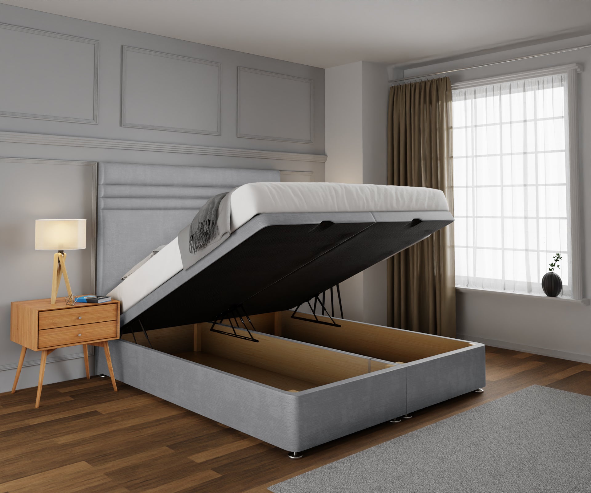 Diane Line Ottoman Storage Divan Bed Set