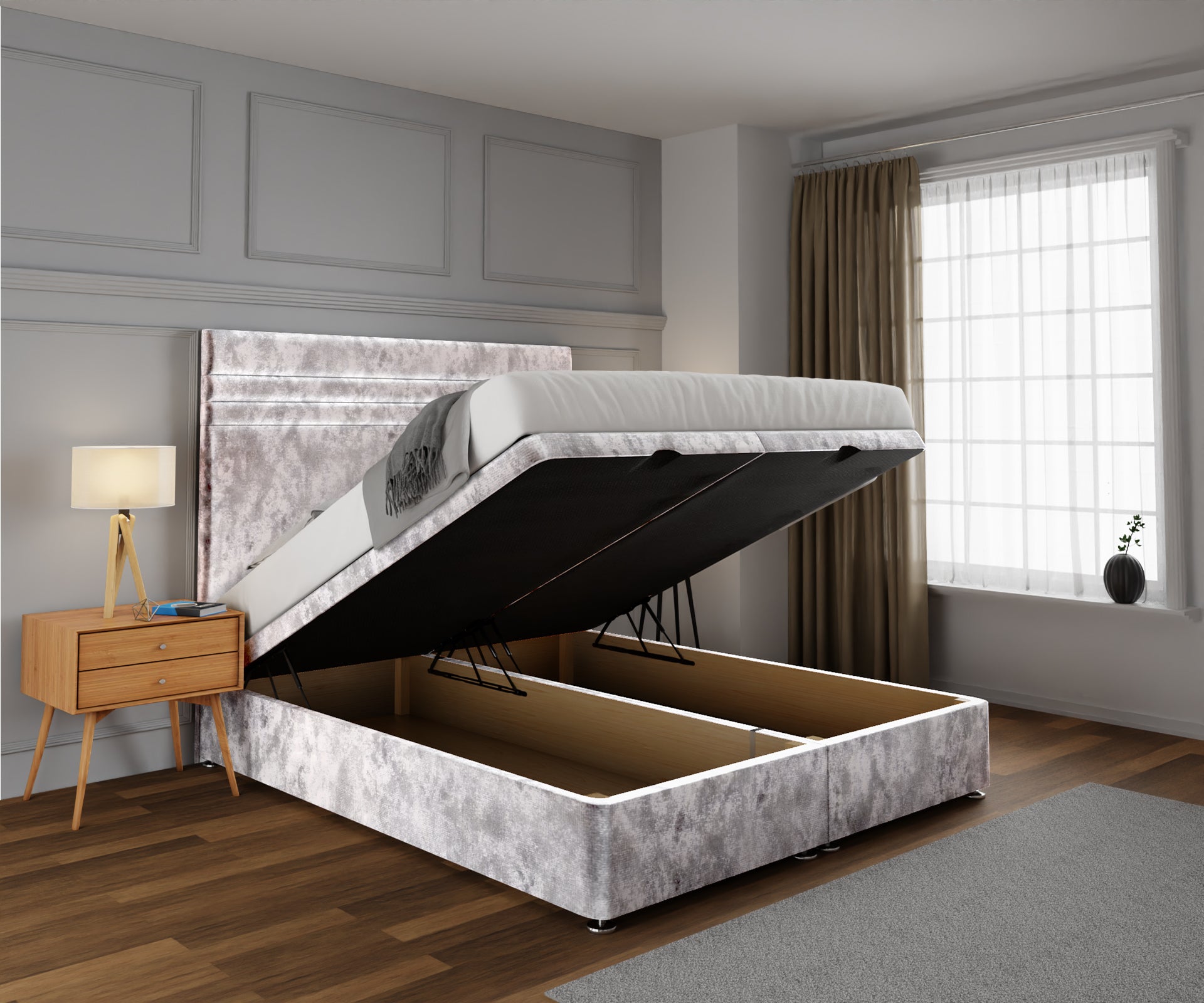 Diane Line Ottoman Storage Divan Bed Set