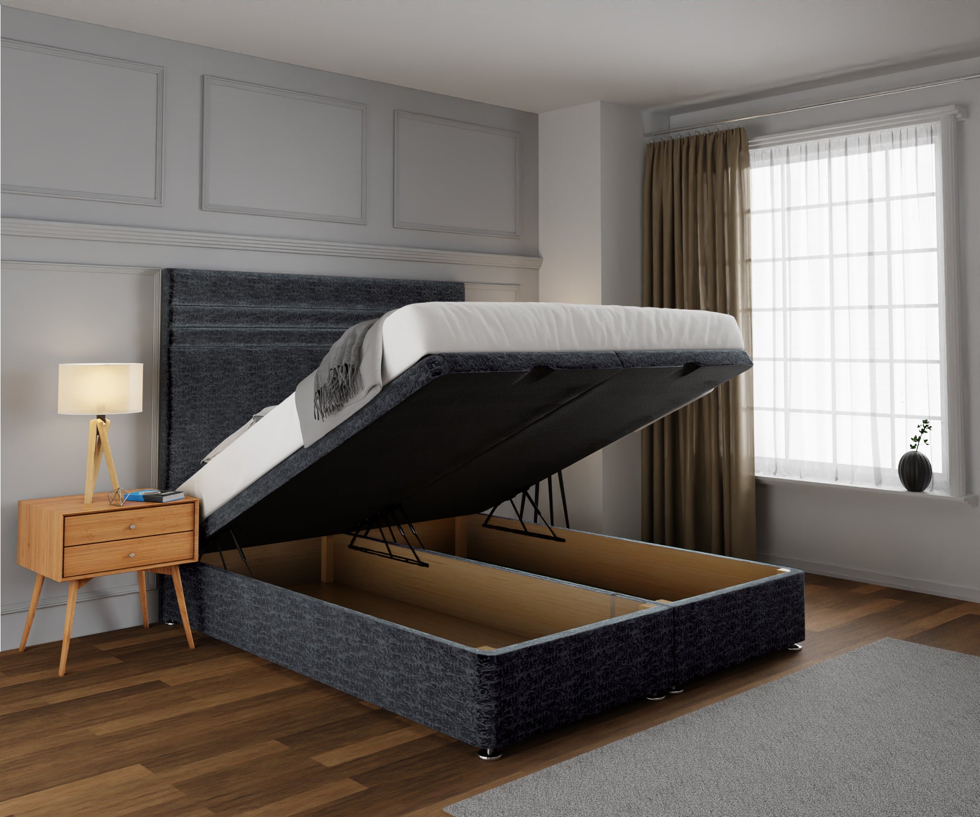 Diane Line Ottoman Storage Divan Bed Set