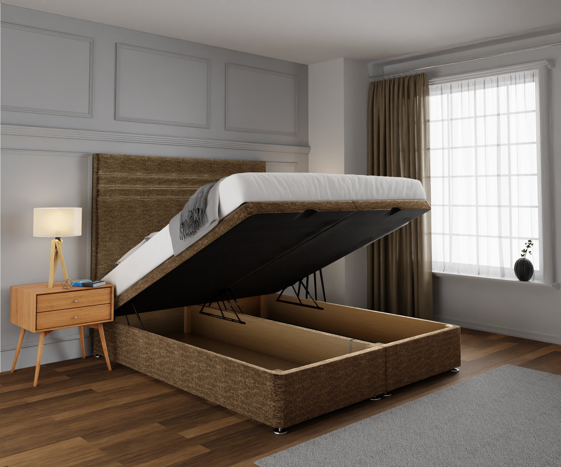 Diane Line Ottoman Storage Divan Bed Set
