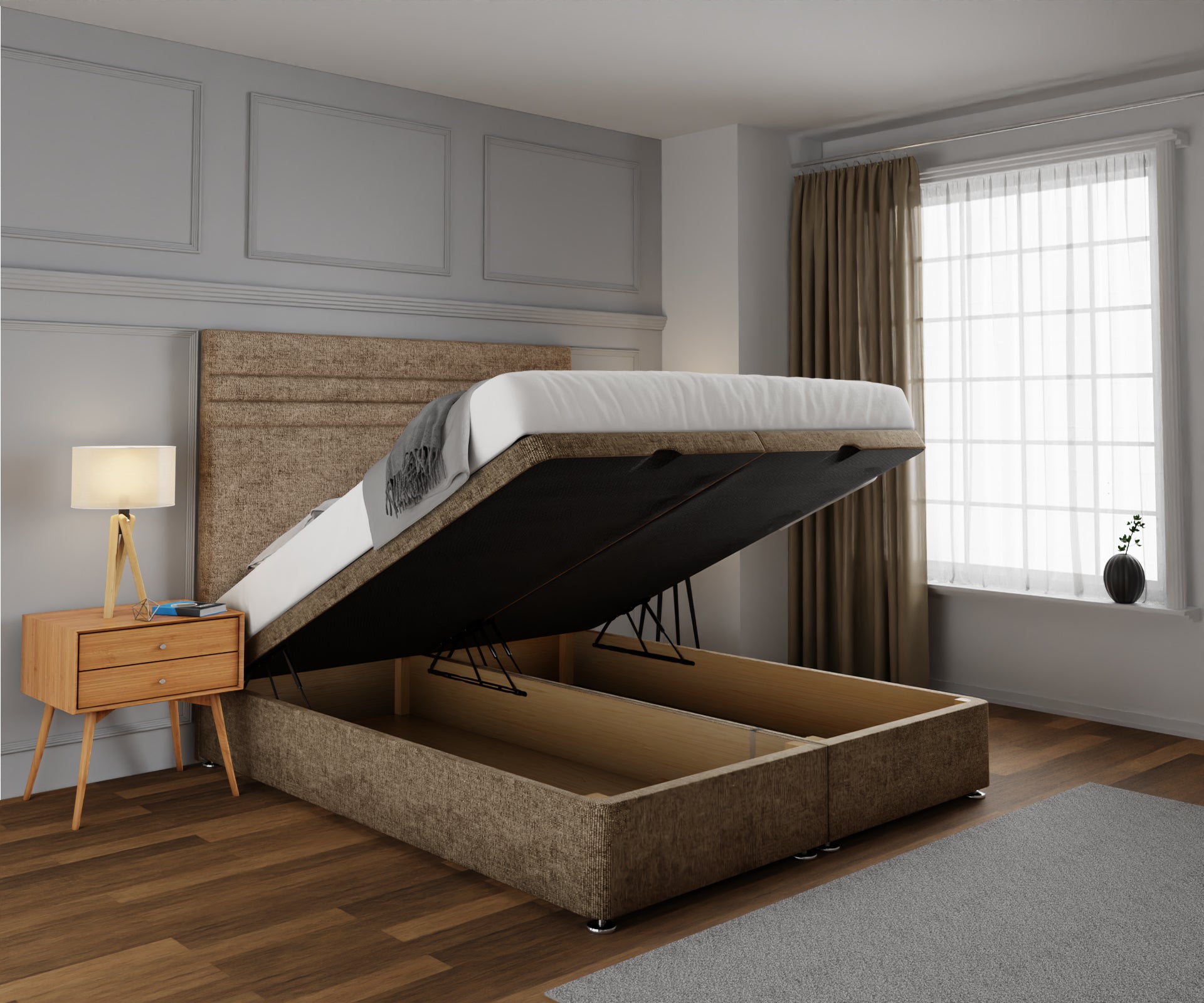 Diane Line Ottoman Storage Divan Bed Set
