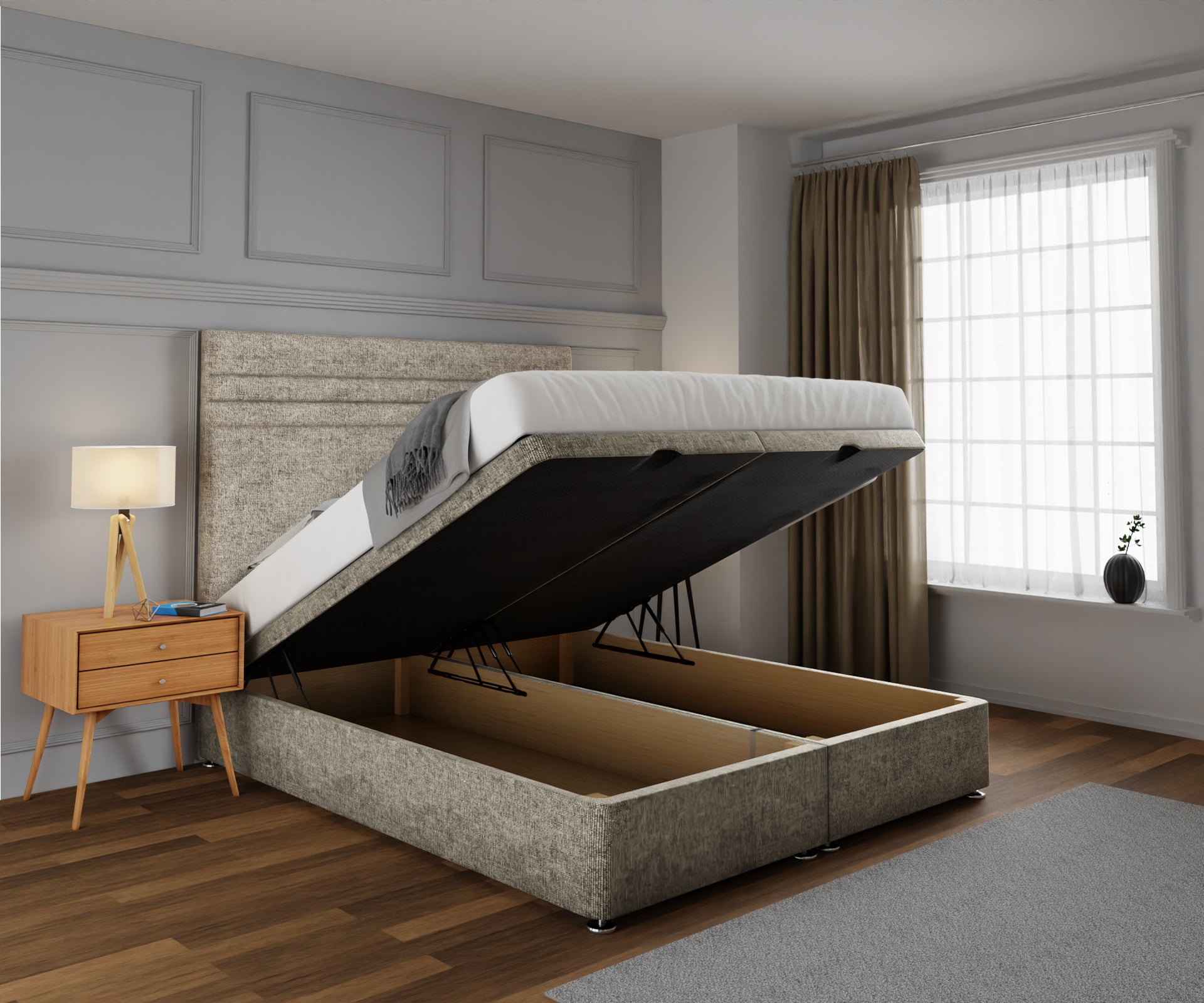 Diane Line Ottoman Storage Divan Bed Set