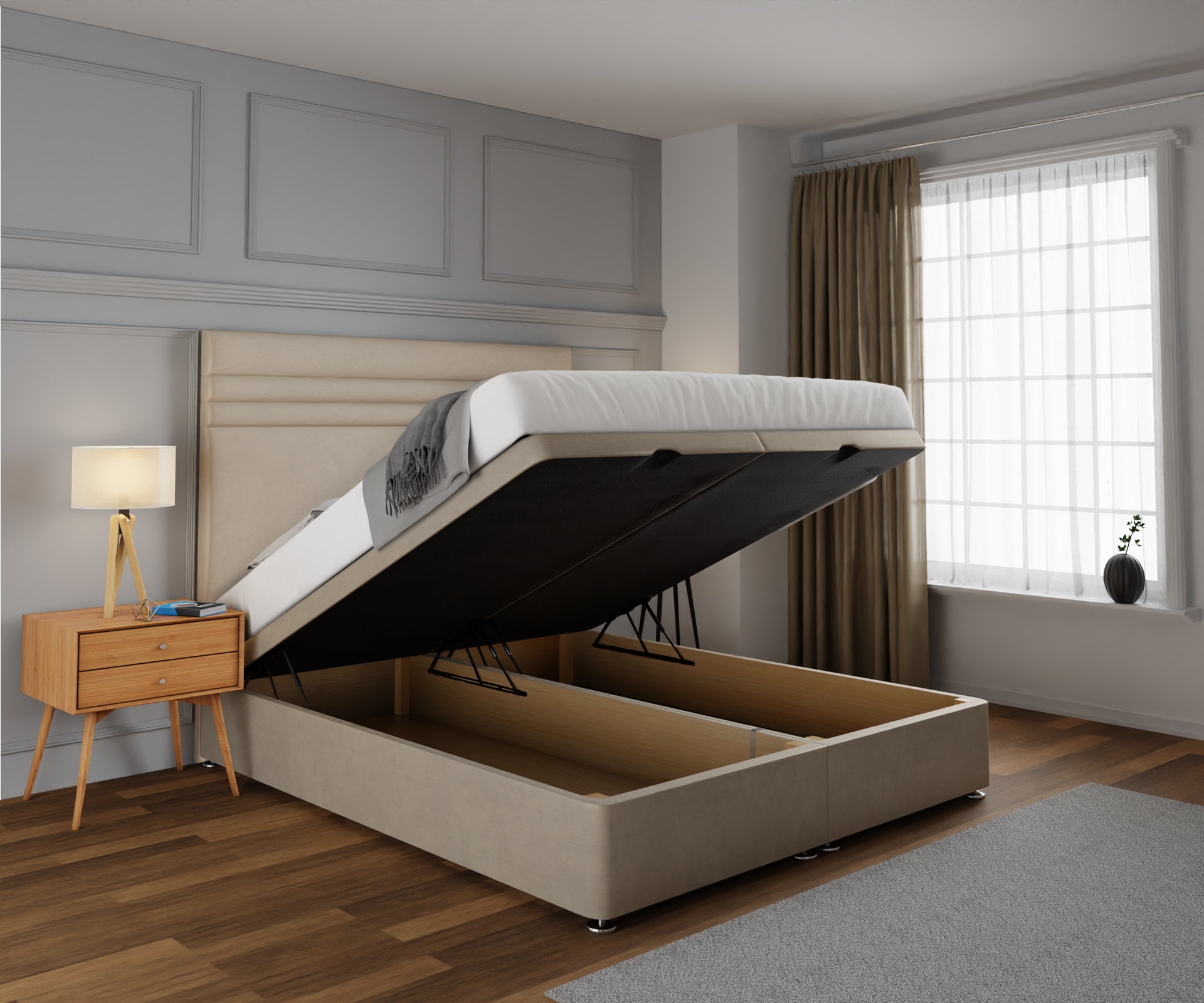 Diane Line Ottoman Storage Divan Bed Set