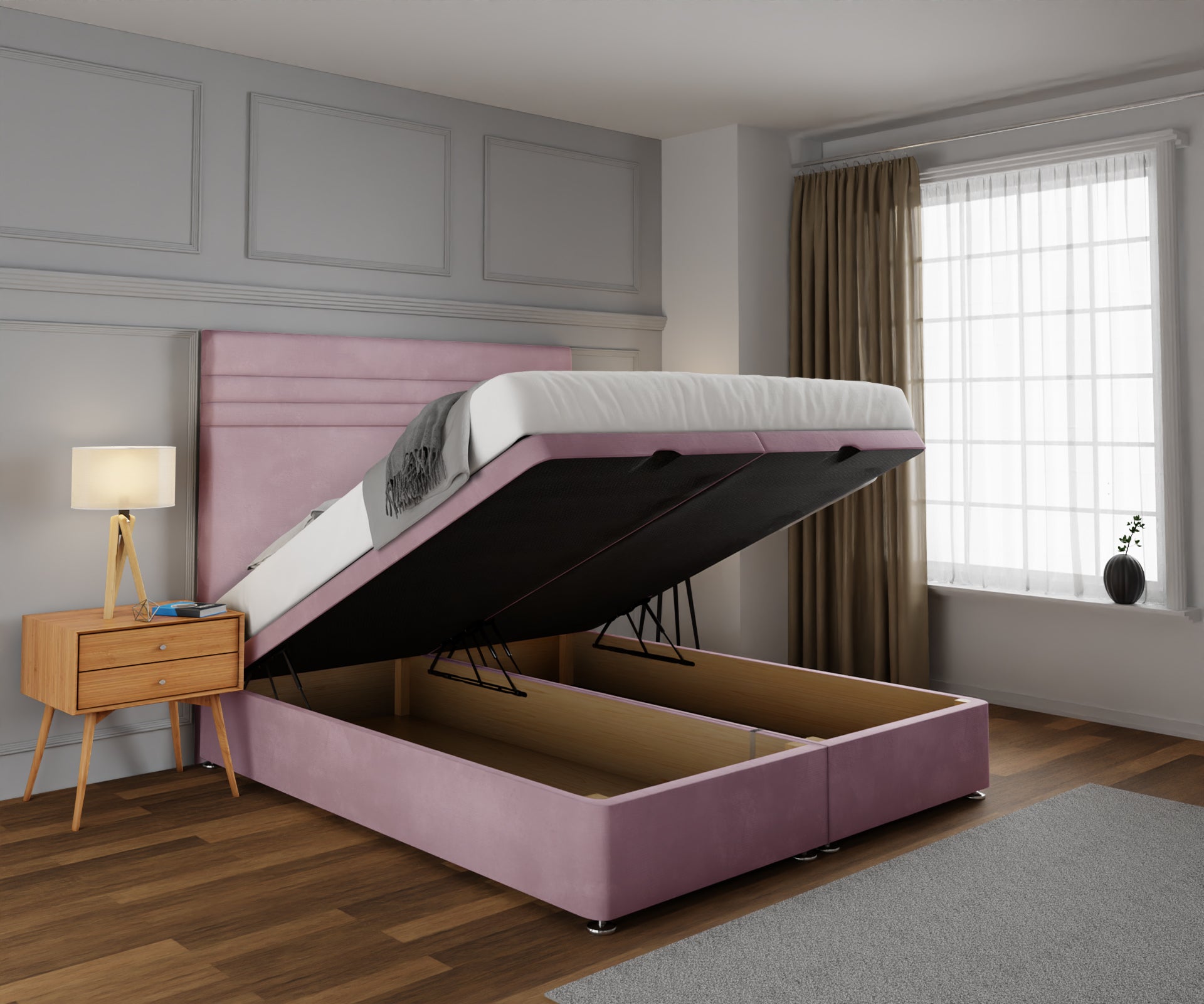 Diane Line Ottoman Storage Divan Bed Set