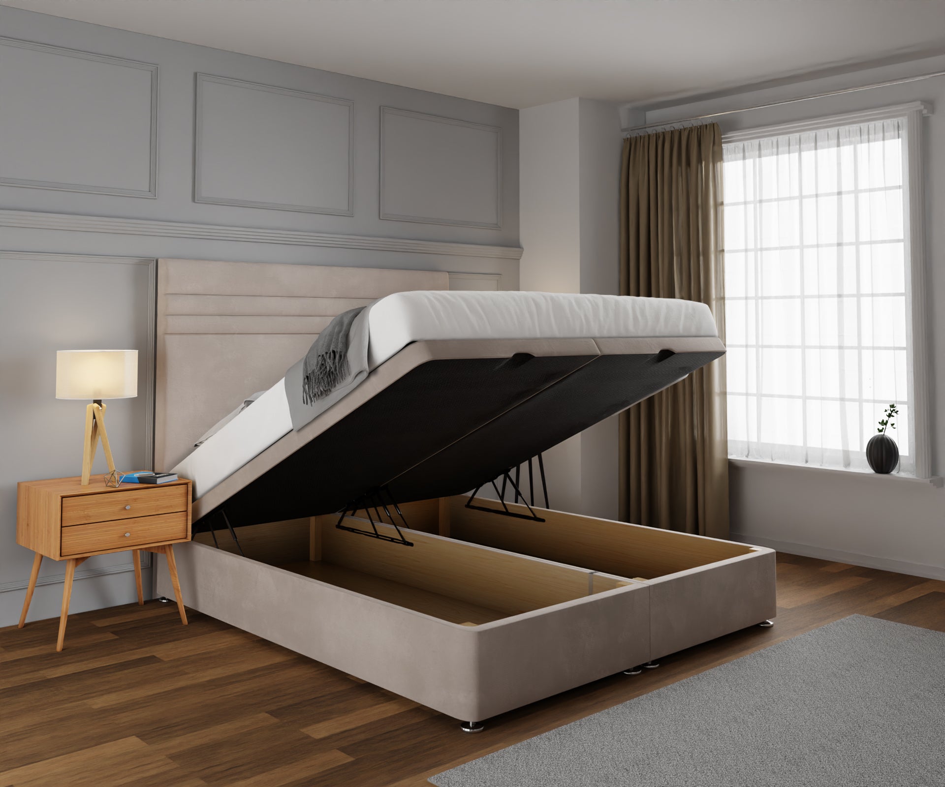 Diane Line Ottoman Storage Divan Bed Set
