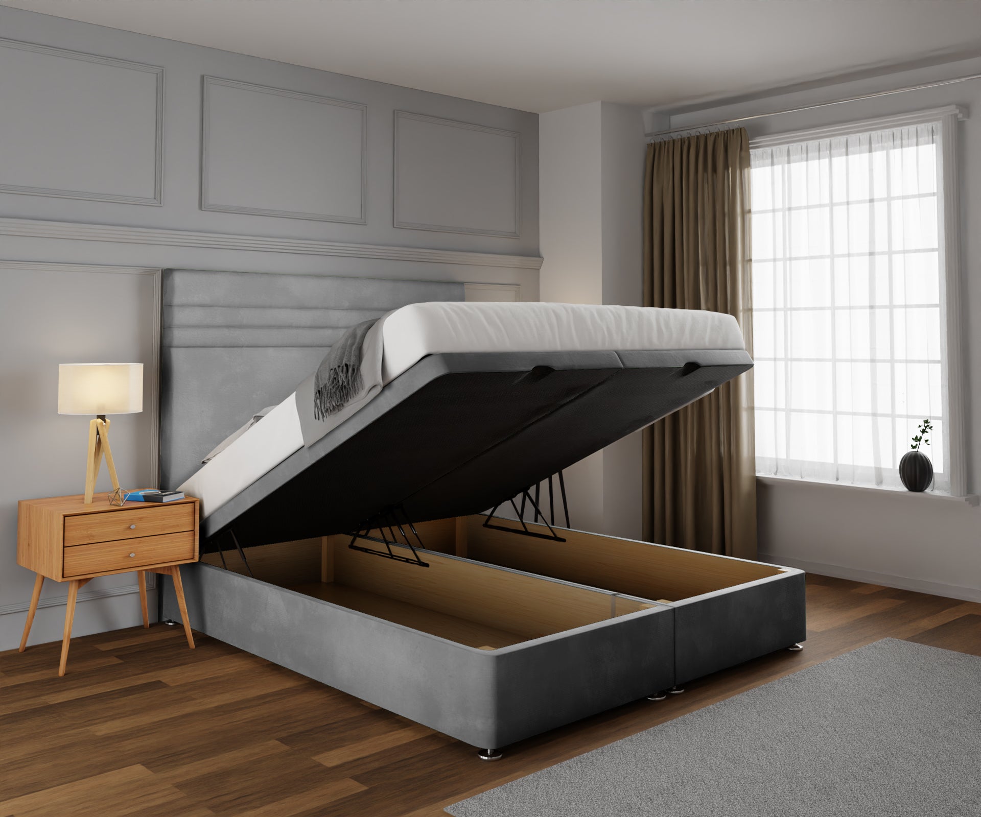 Diane Line Ottoman Storage Divan Bed Set