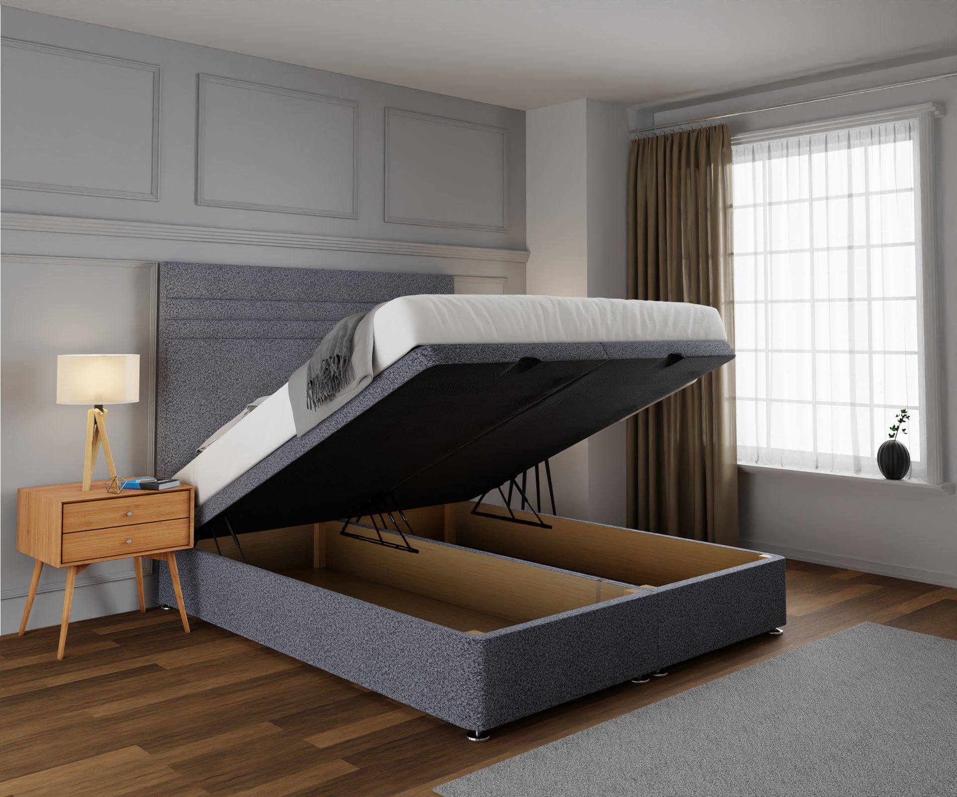 Diane Line Ottoman Storage Divan Bed Set