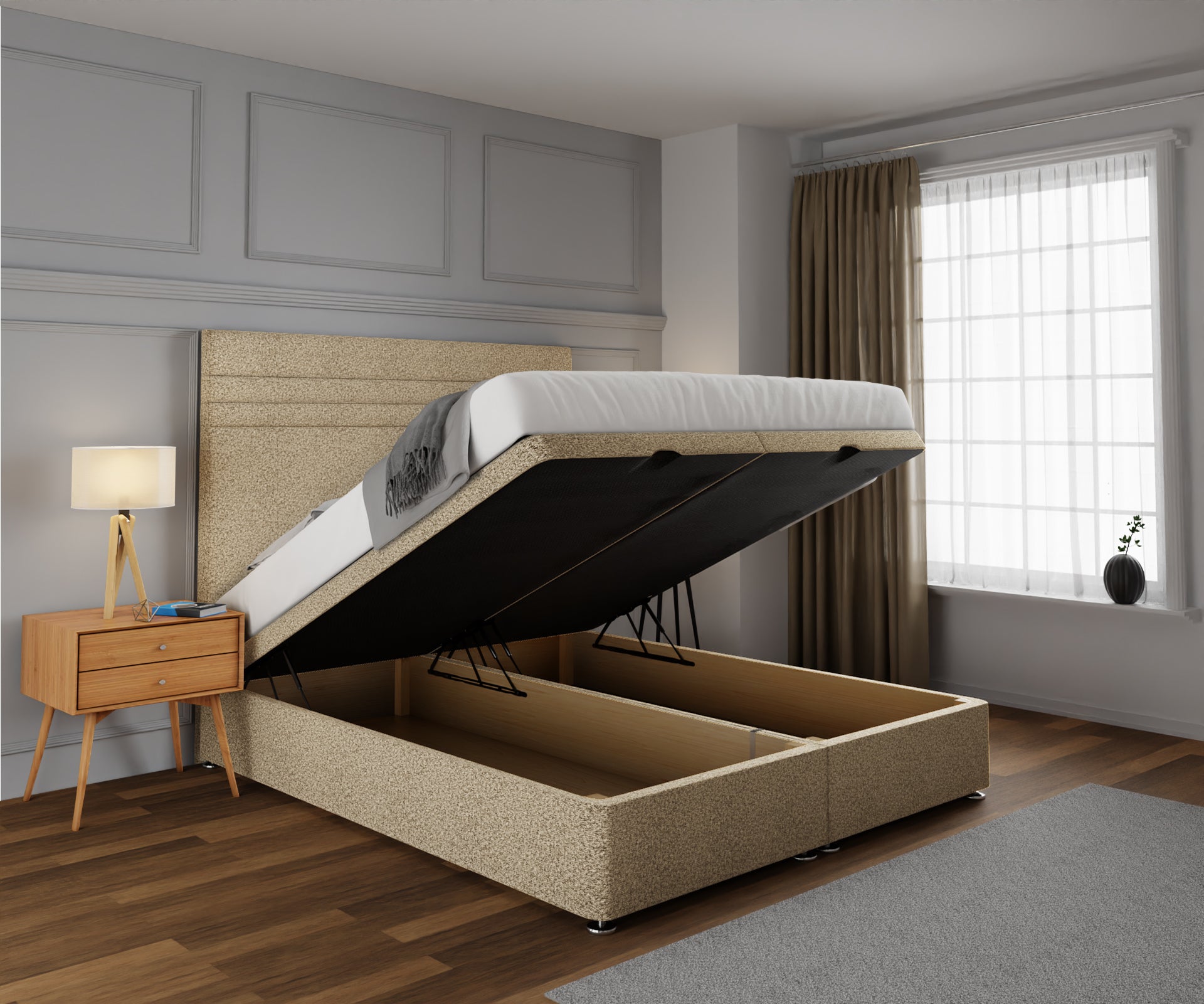 Diane Line Ottoman Storage Divan Bed Set