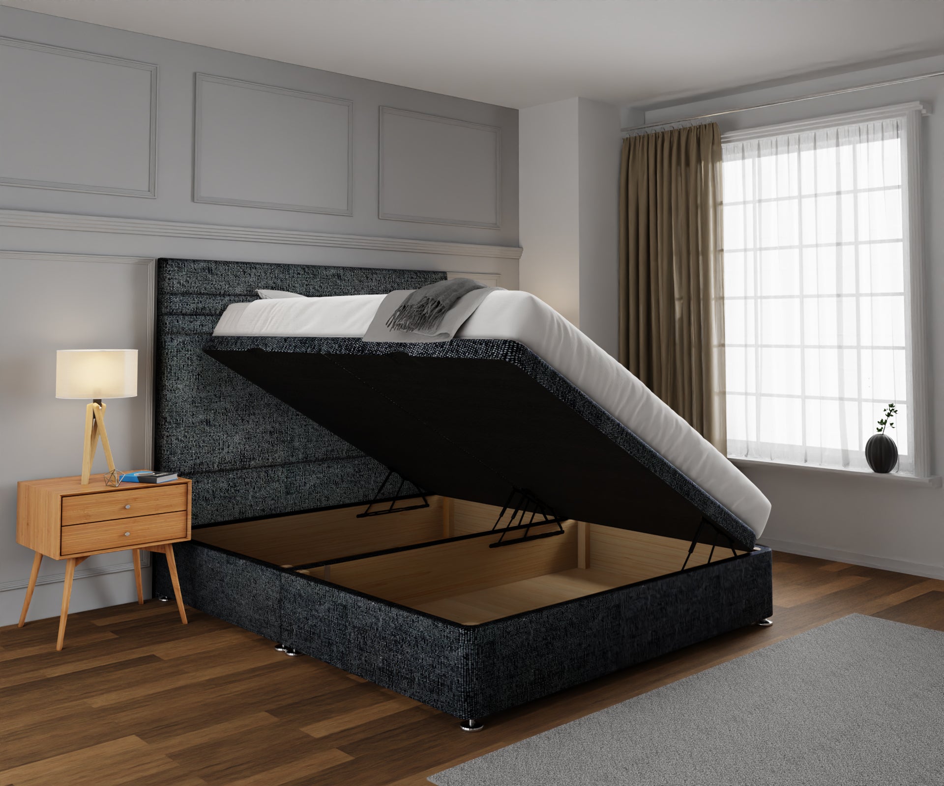 Diane Line Ottoman Storage Divan Bed Set