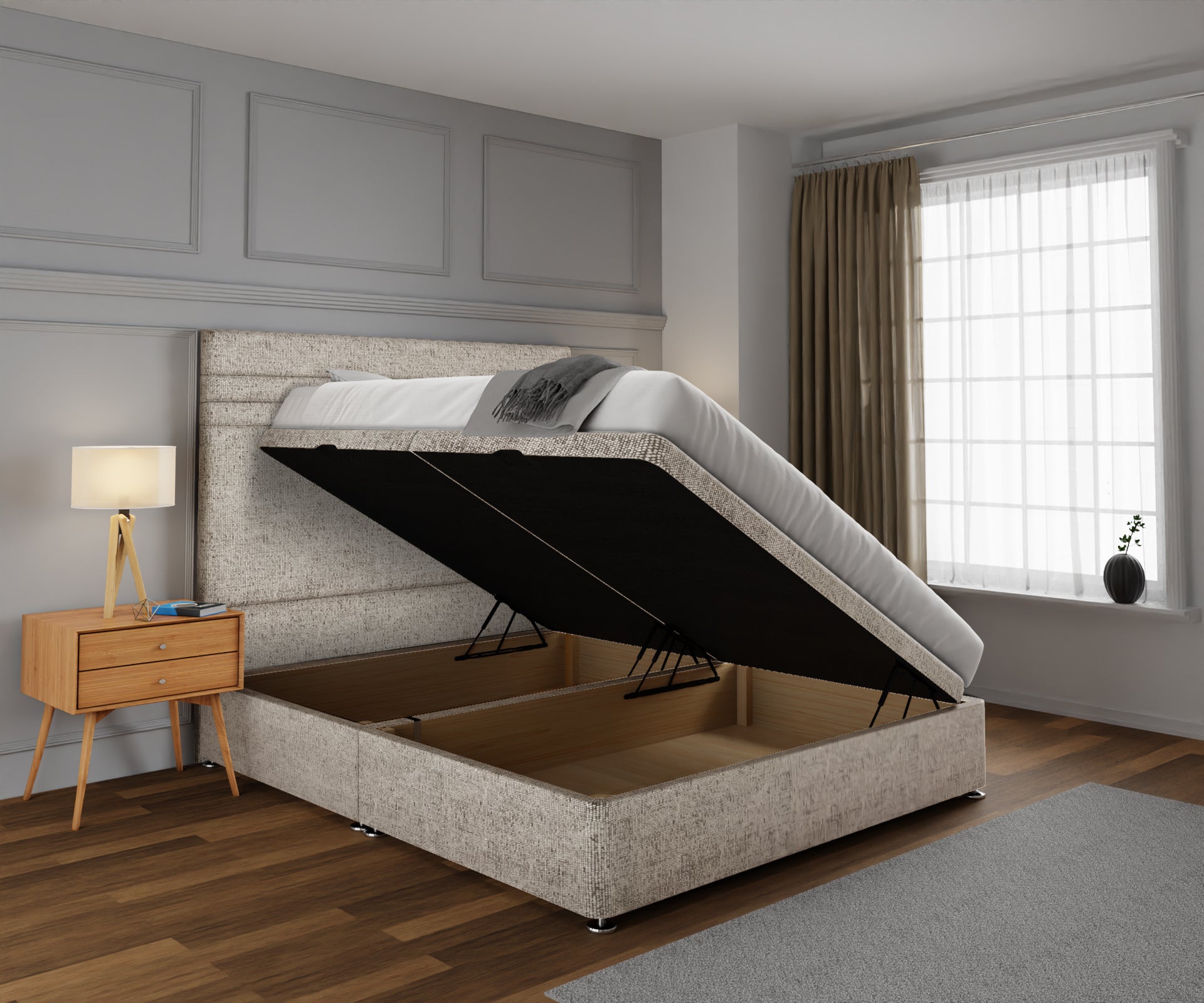 Diane Line Ottoman Storage Divan Bed Set