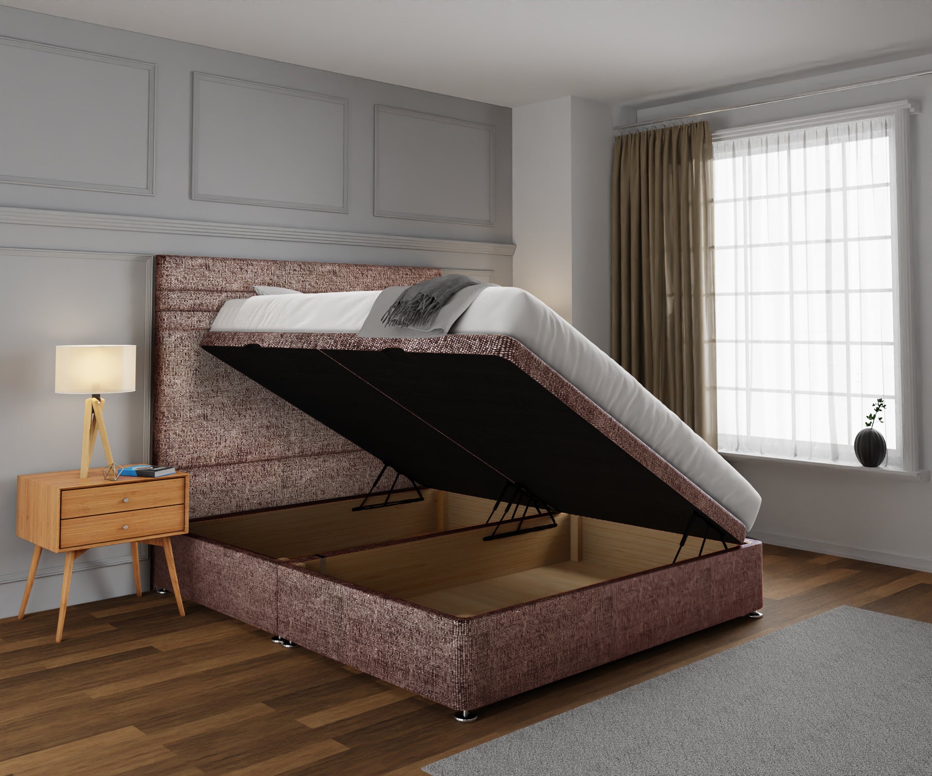 Diane Line Ottoman Storage Divan Bed Set