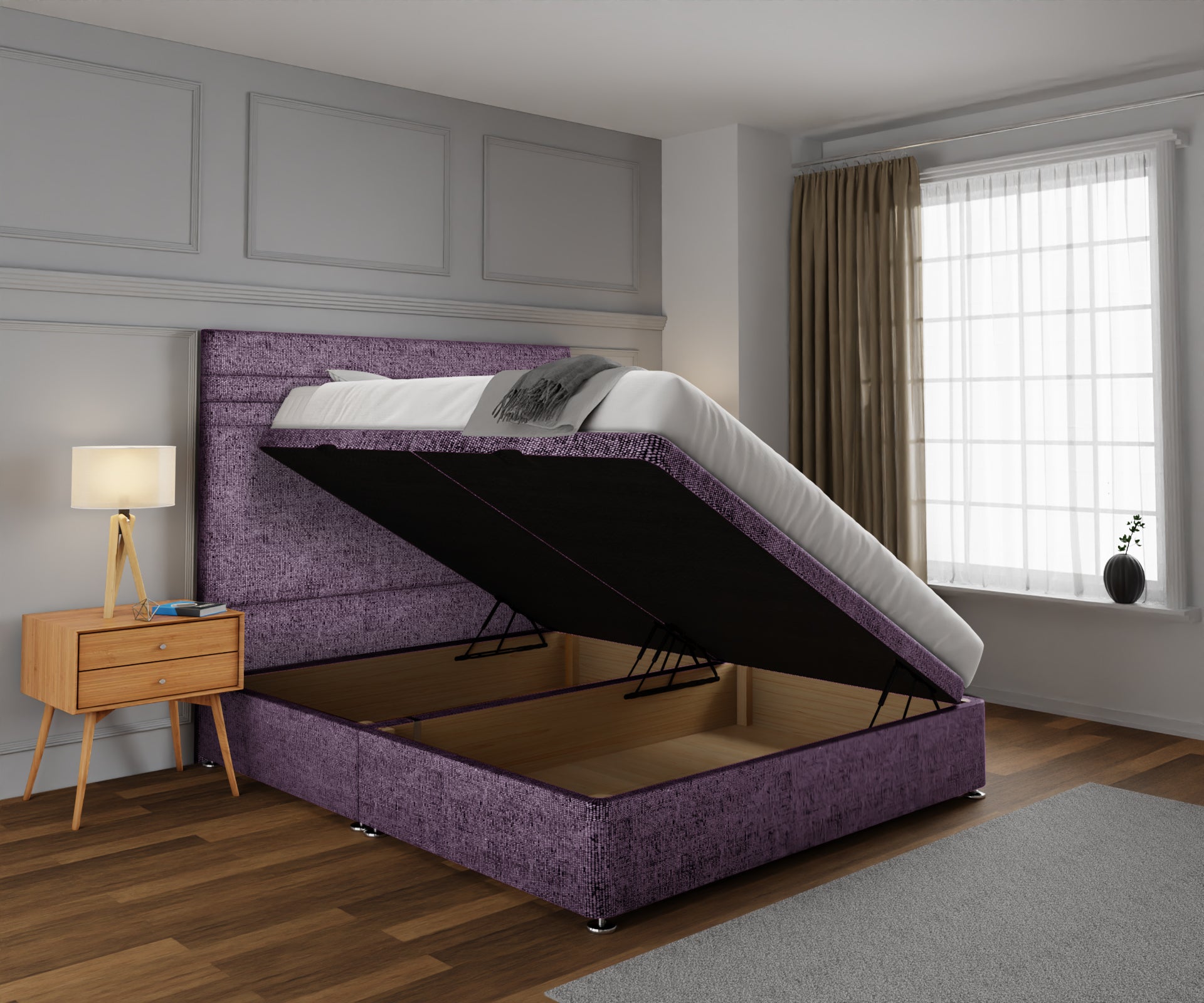 Diane Line Ottoman Storage Divan Bed Set