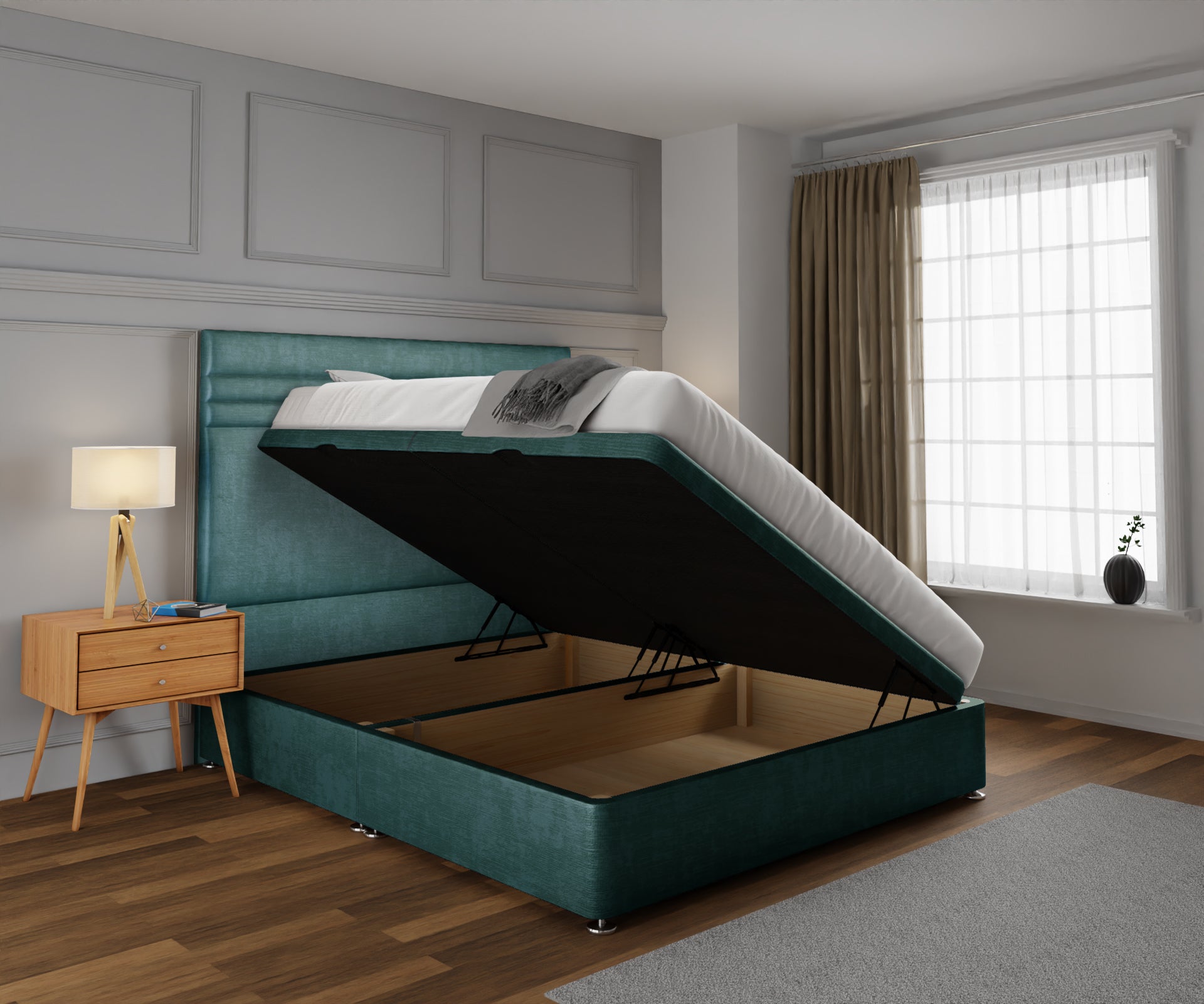 Diane Line Ottoman Storage Divan Bed Set
