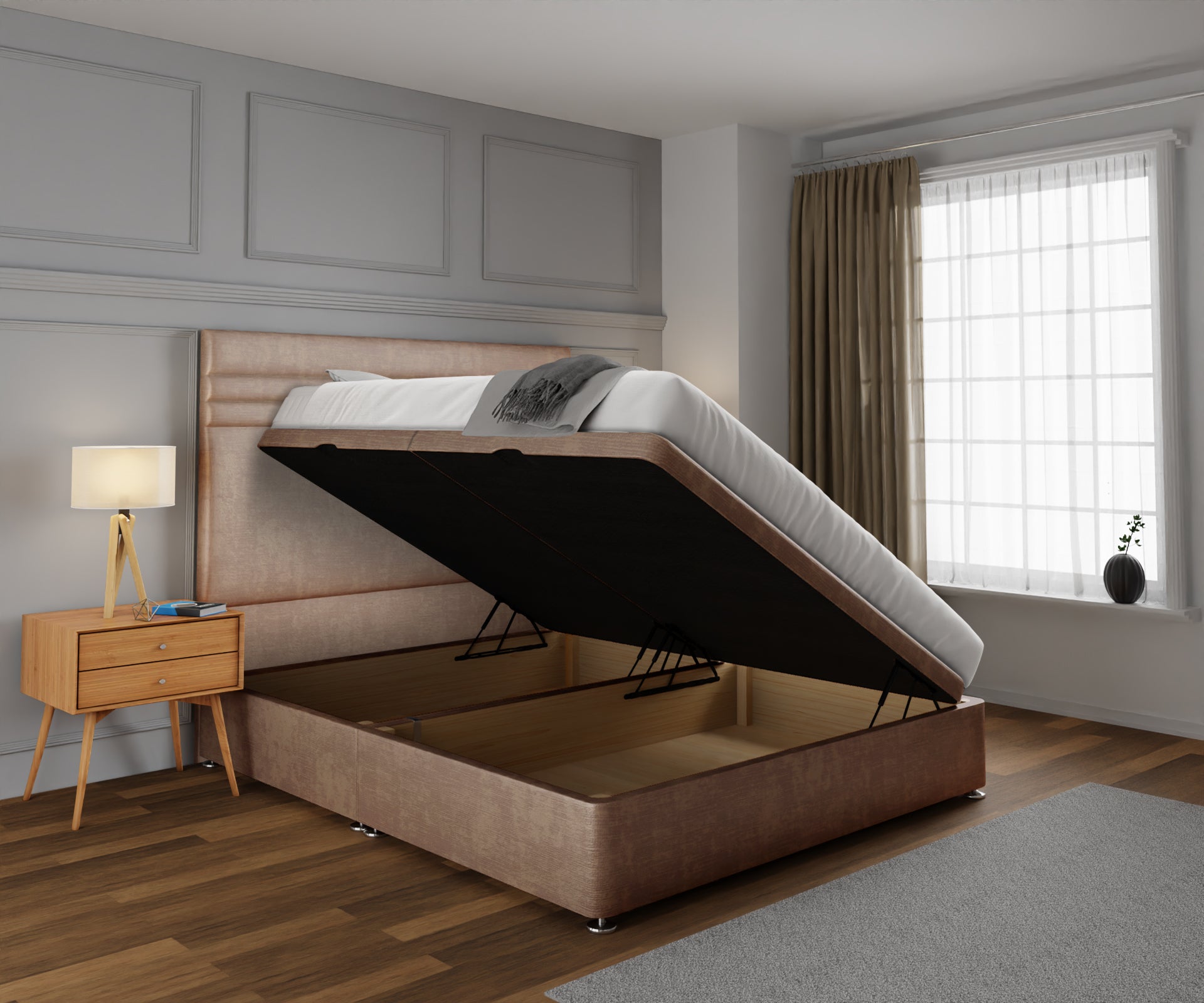 Diane Line Ottoman Storage Divan Bed Set