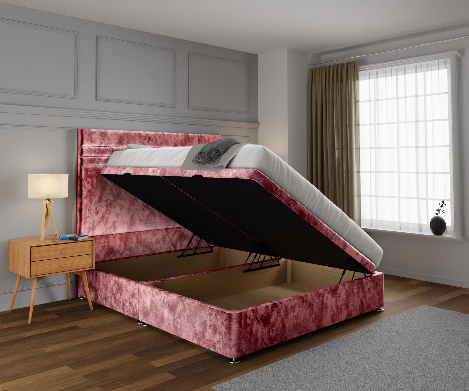 Diane Line Ottoman Storage Divan Bed Set