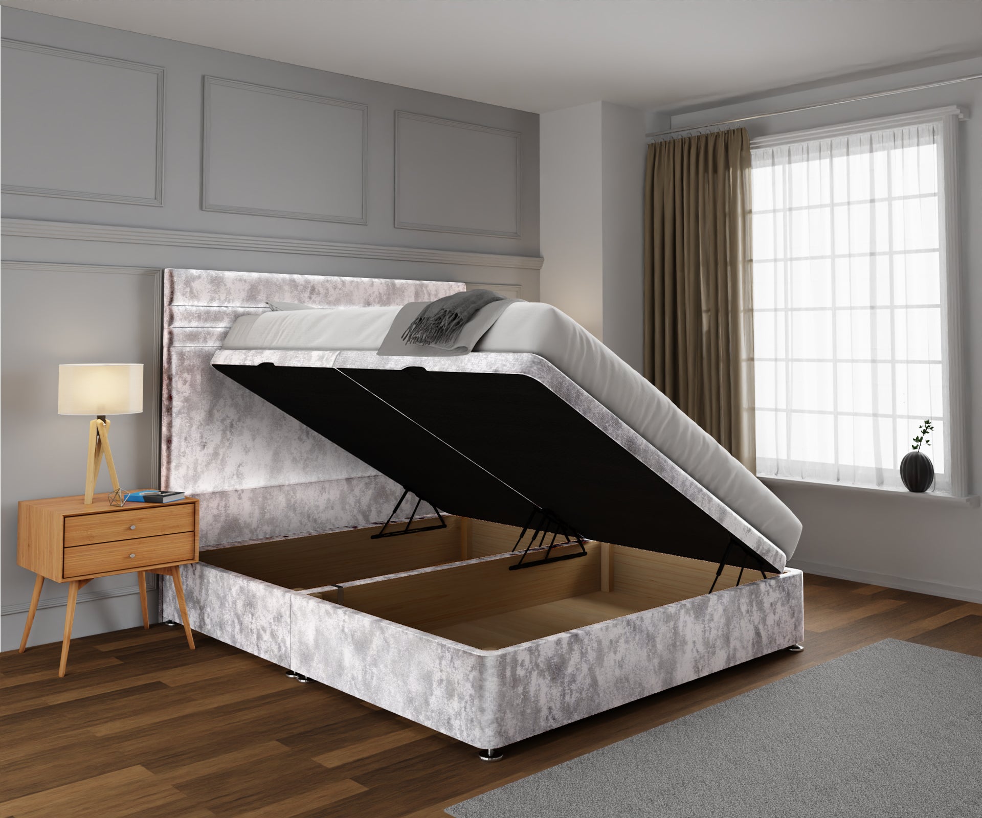 Diane Line Ottoman Storage Divan Bed Set