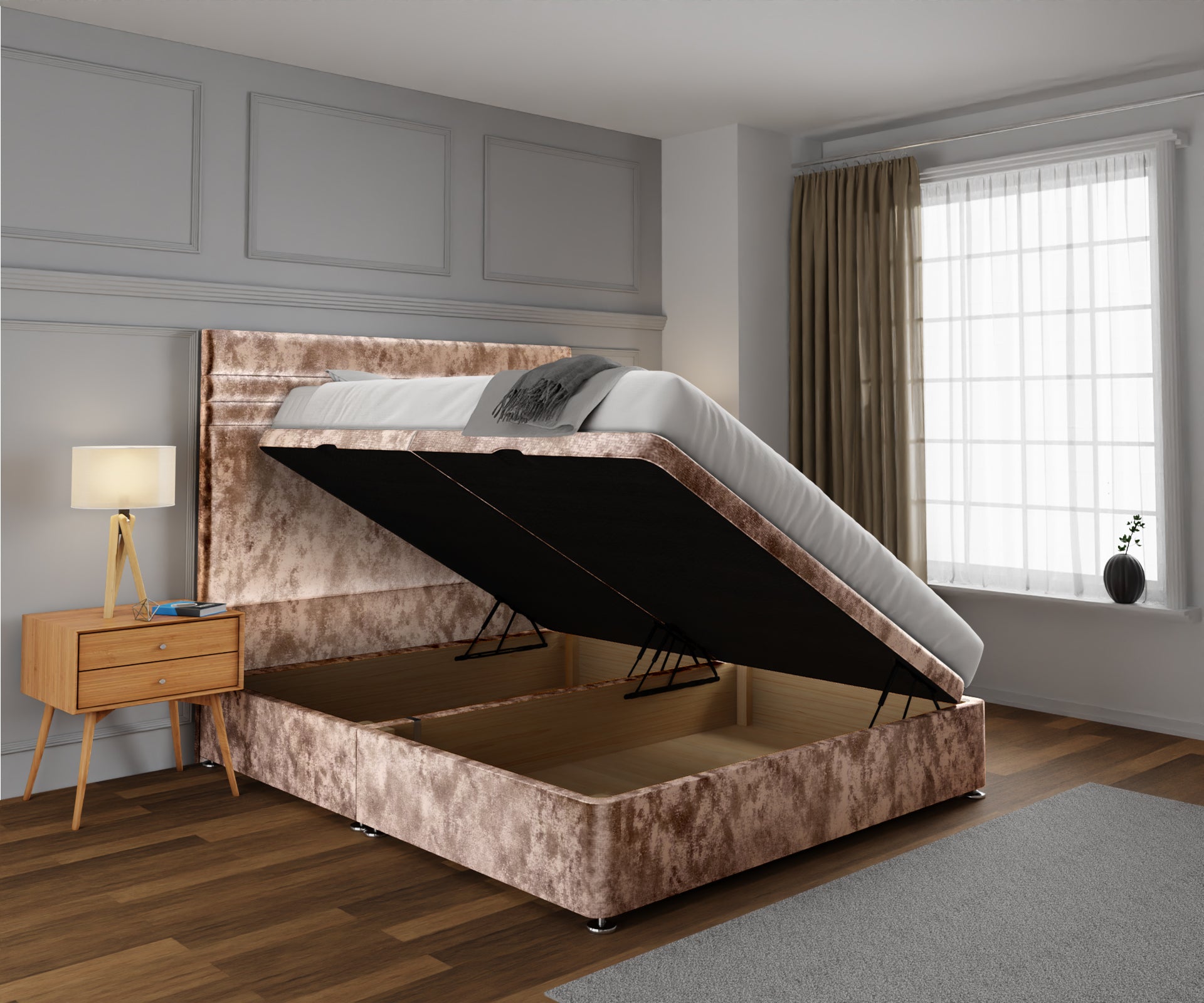 Diane Line Ottoman Storage Divan Bed Set