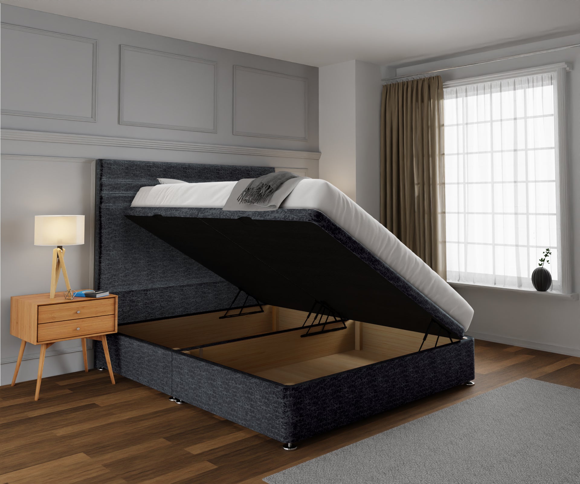Diane Line Ottoman Storage Divan Bed Set
