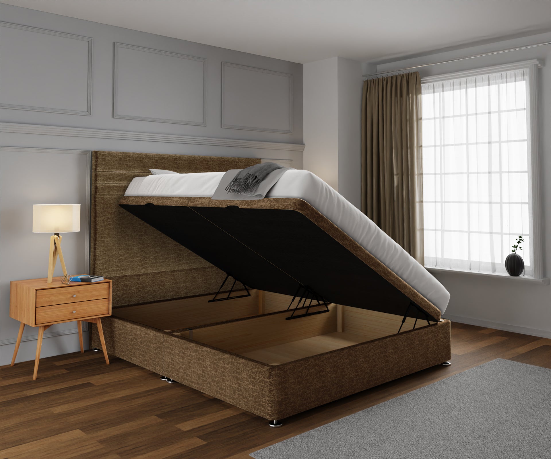 Diane Line Ottoman Storage Divan Bed Set