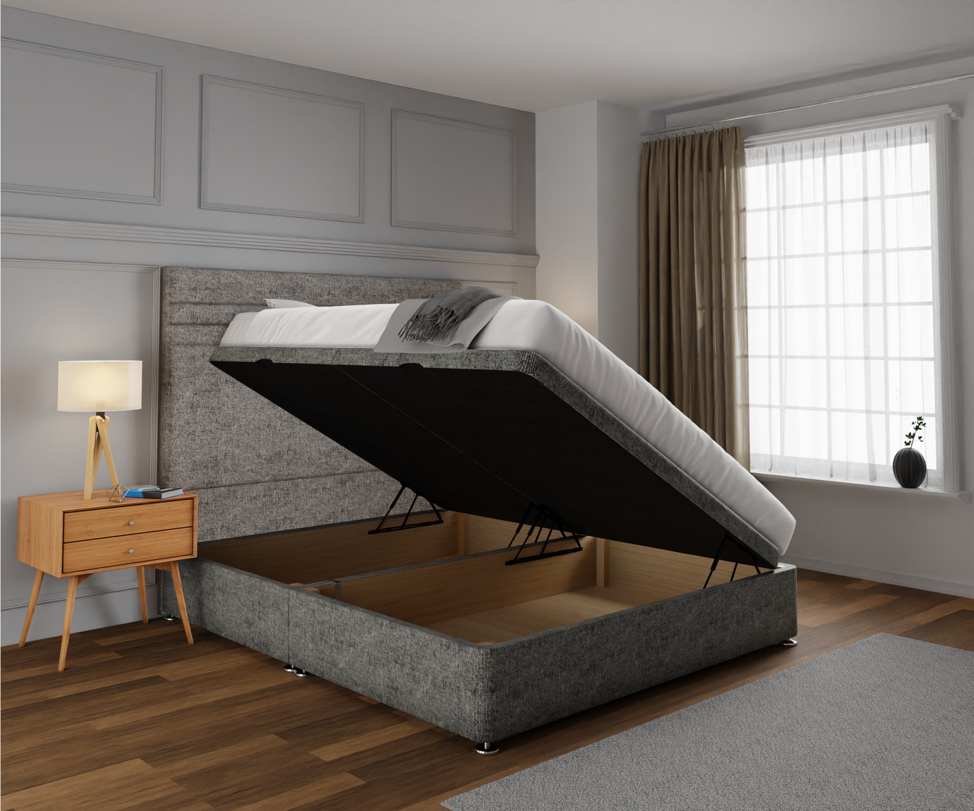 Diane Line Ottoman Storage Divan Bed Set