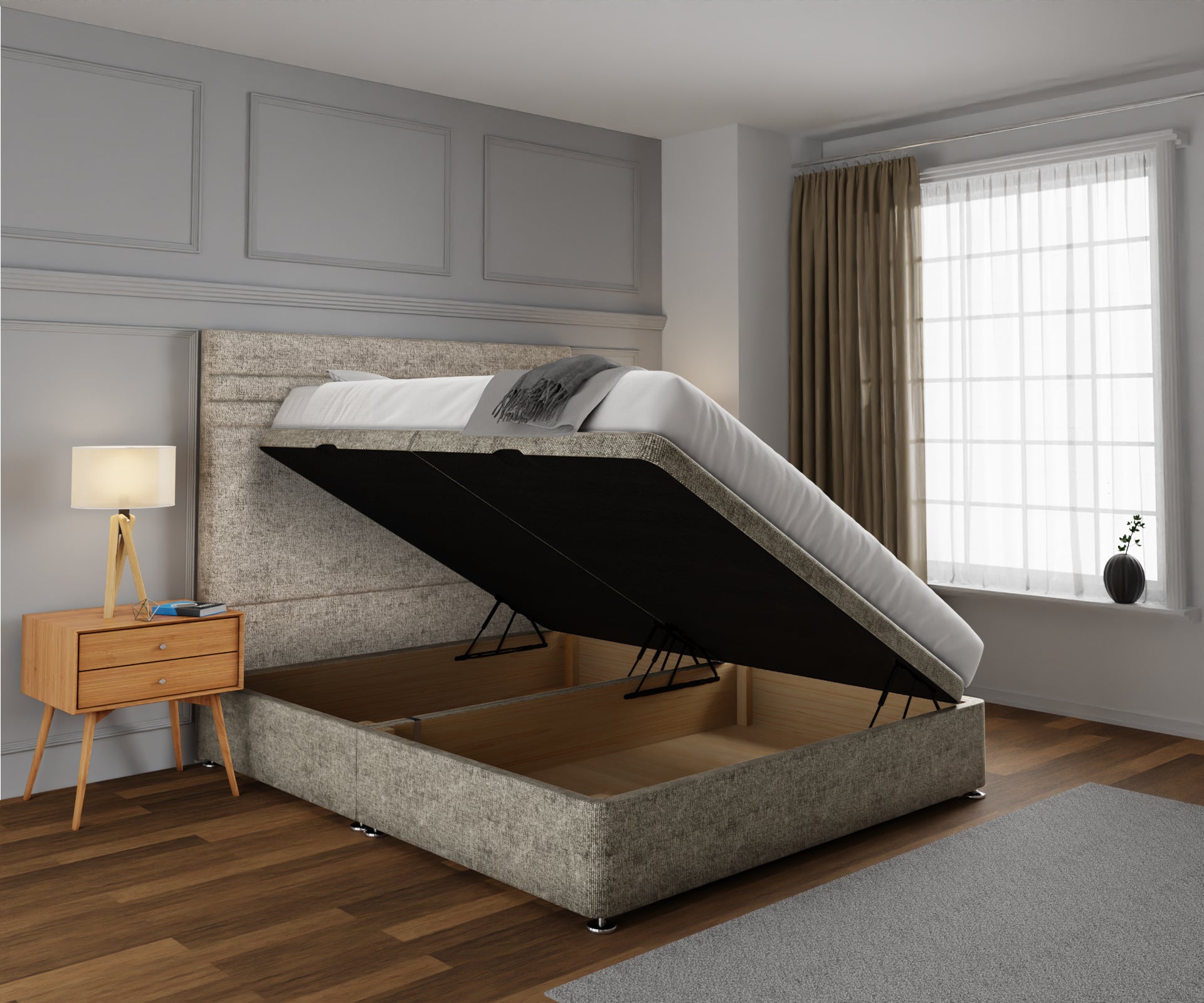 Diane Line Ottoman Storage Divan Bed Set