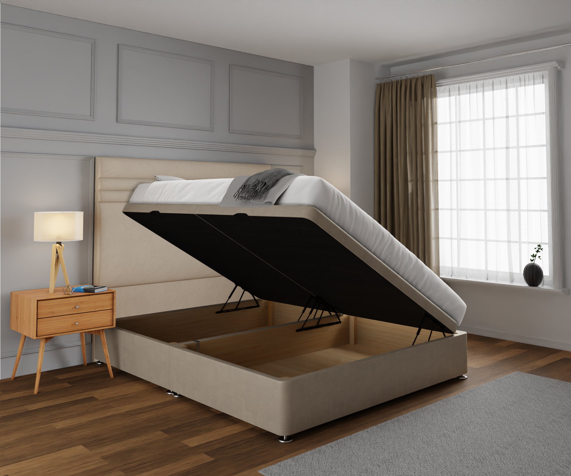 Diane Line Ottoman Storage Divan Bed Set