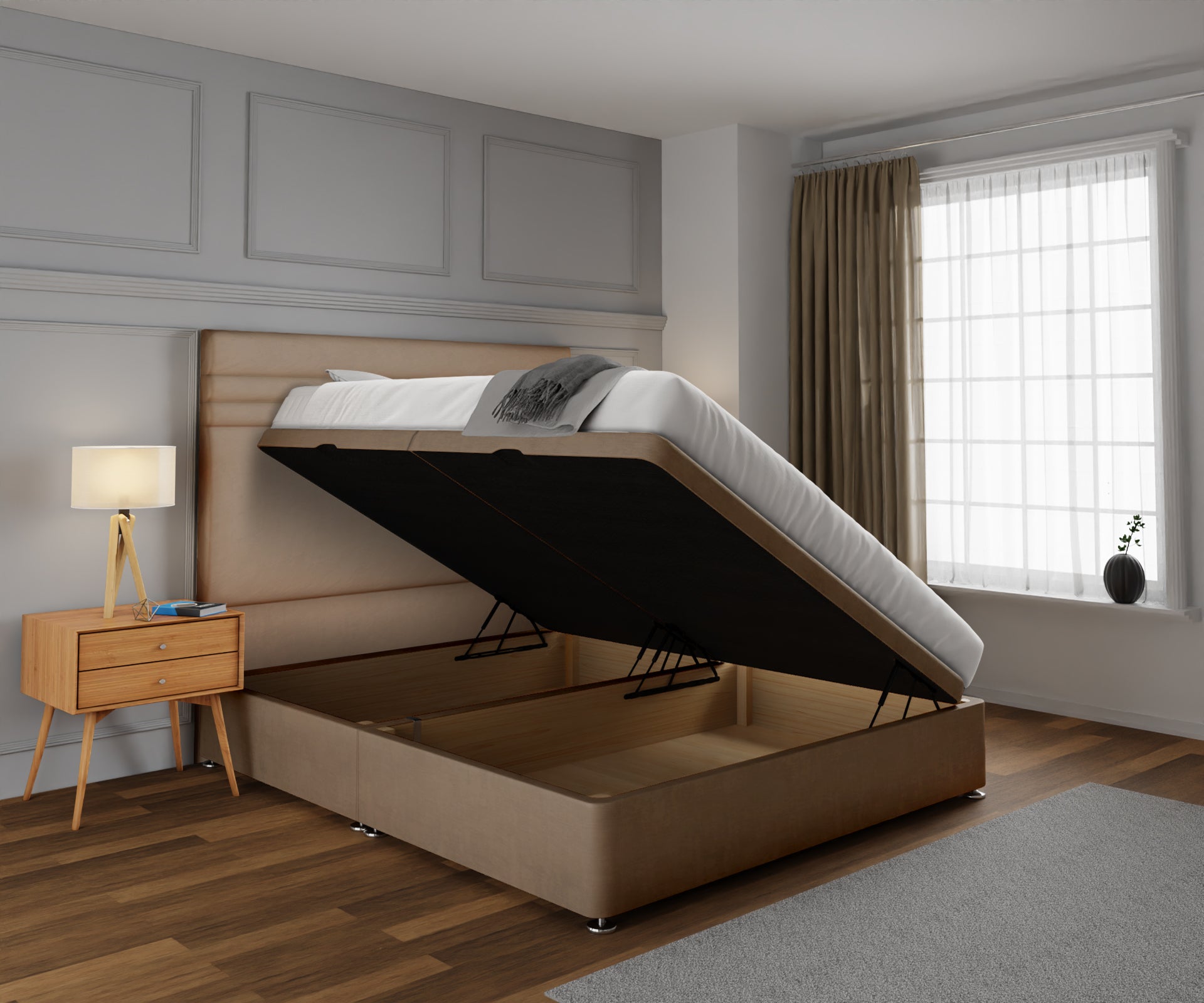 Diane Line Ottoman Storage Divan Bed Set