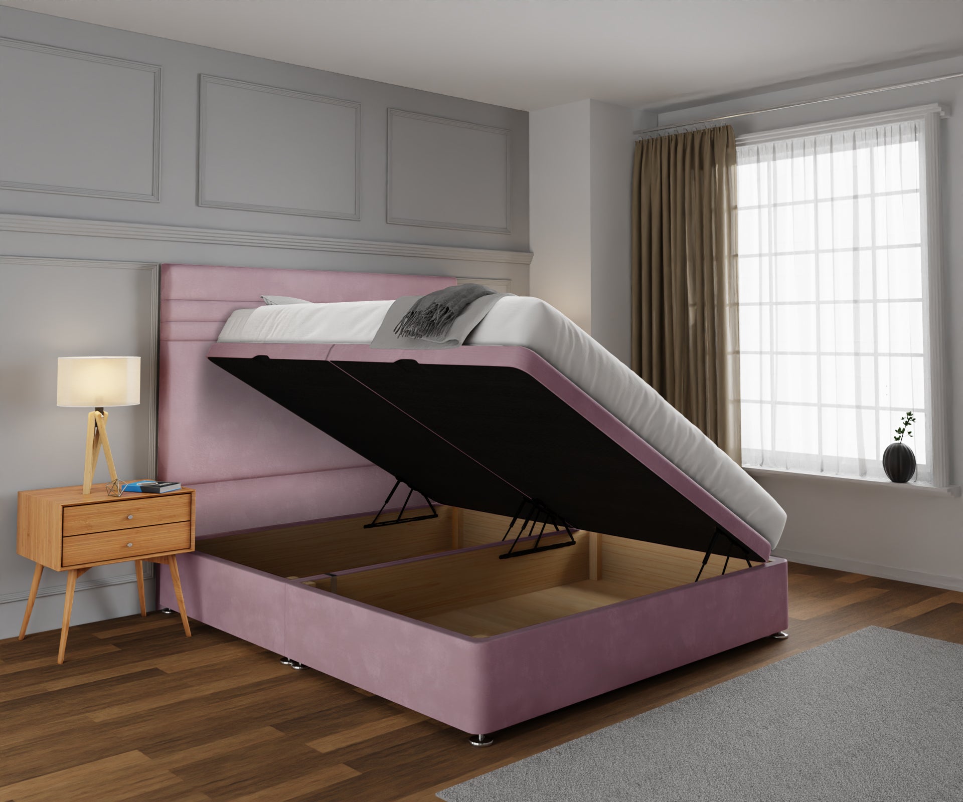 Diane Line Ottoman Storage Divan Bed Set